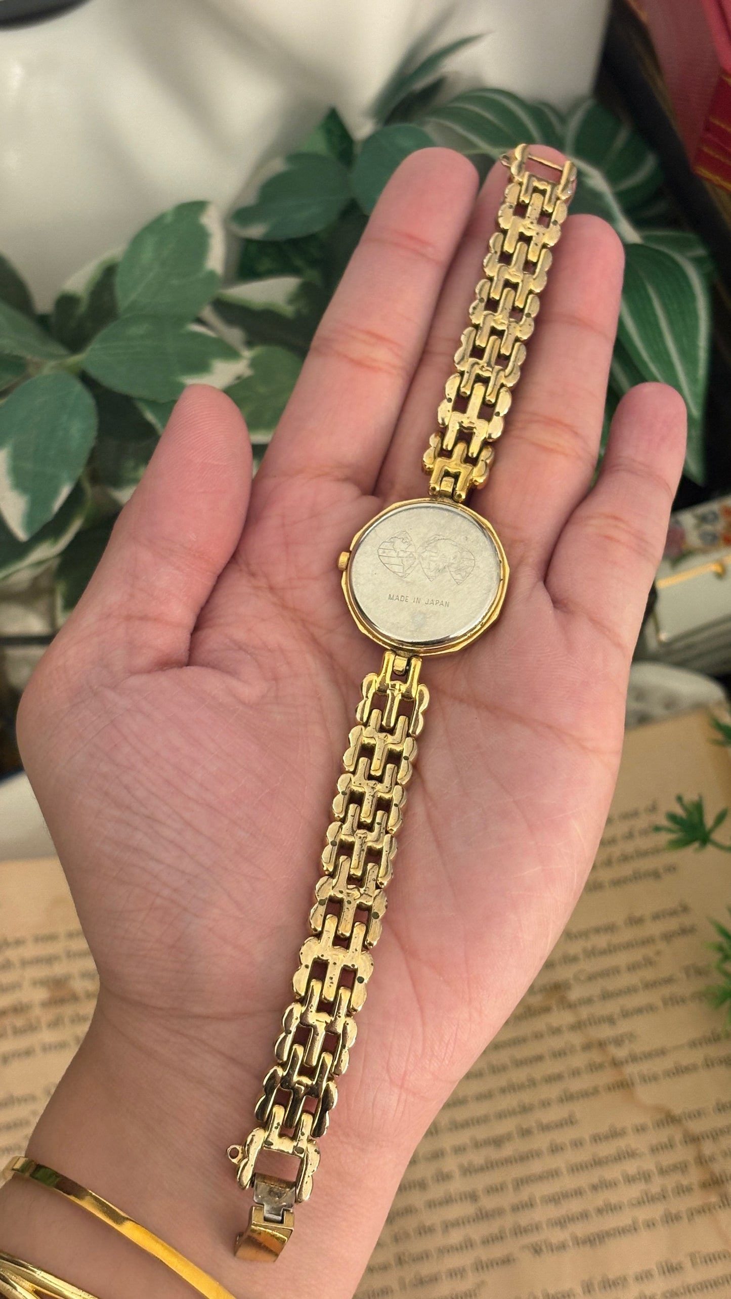 Vintage Lancel Bedazzled Bezel Bracelet Watch in Gold Tone Quartz