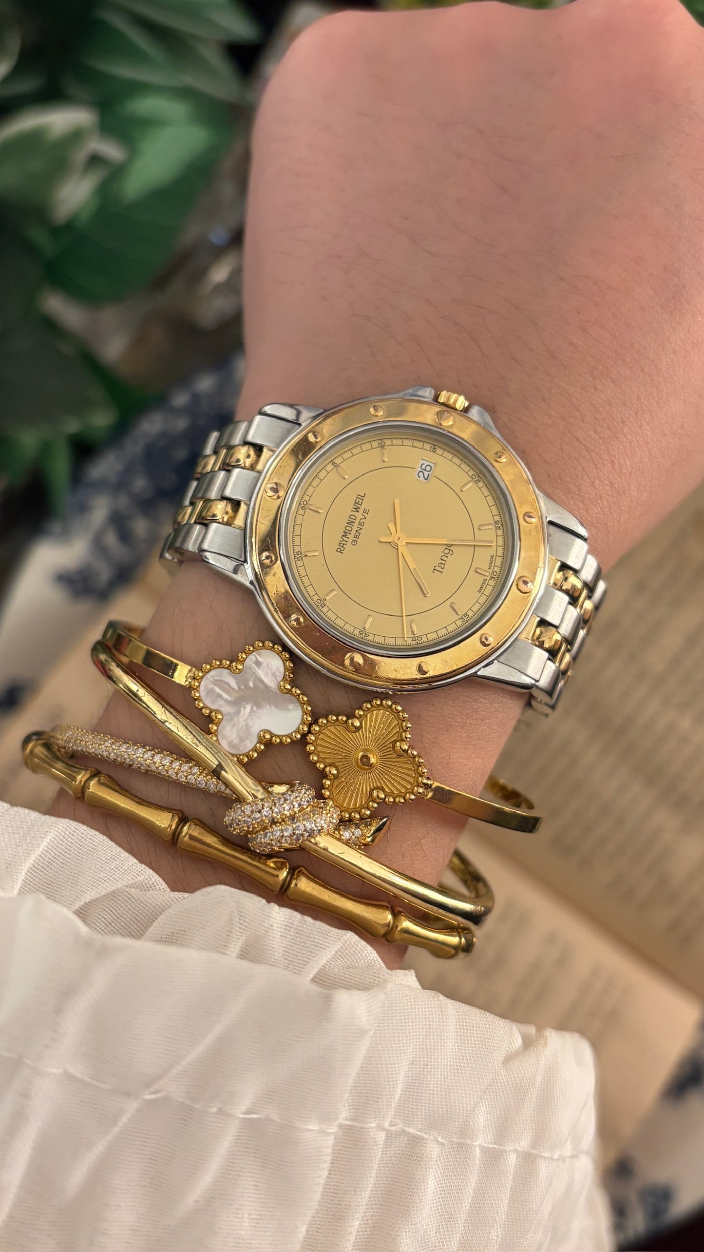 Rare Vintage Raymond Weil Tango Swiss Mens Watch in Two-Tone Quartz