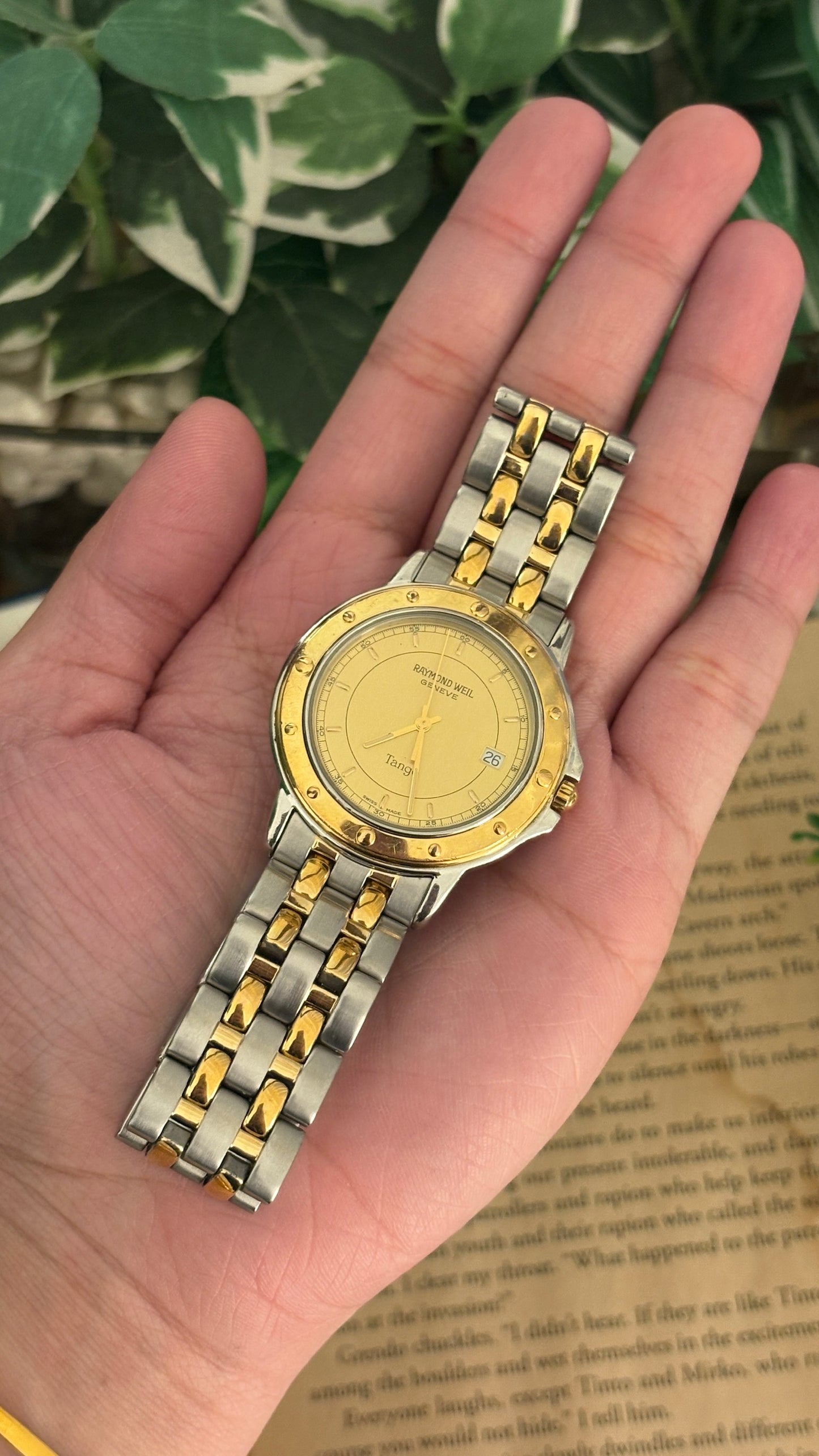 Rare Vintage Raymond Weil Tango Swiss Mens Watch in Two-Tone Quartz