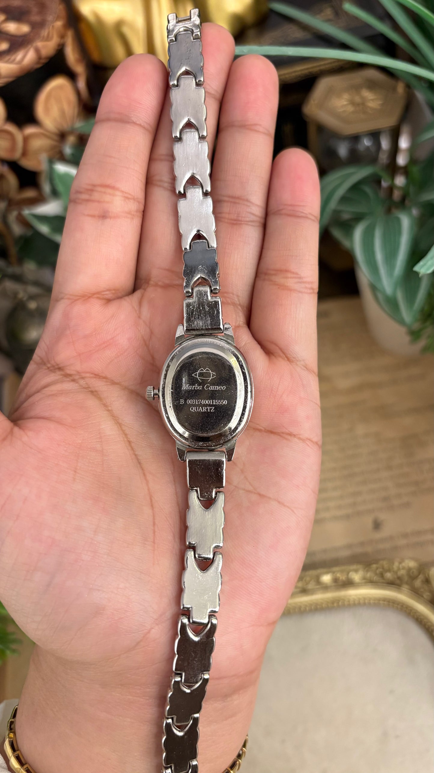 Extremely Rare Vintage Marba Red Cameo Peekaboo Watch in Silver Tone Quartz