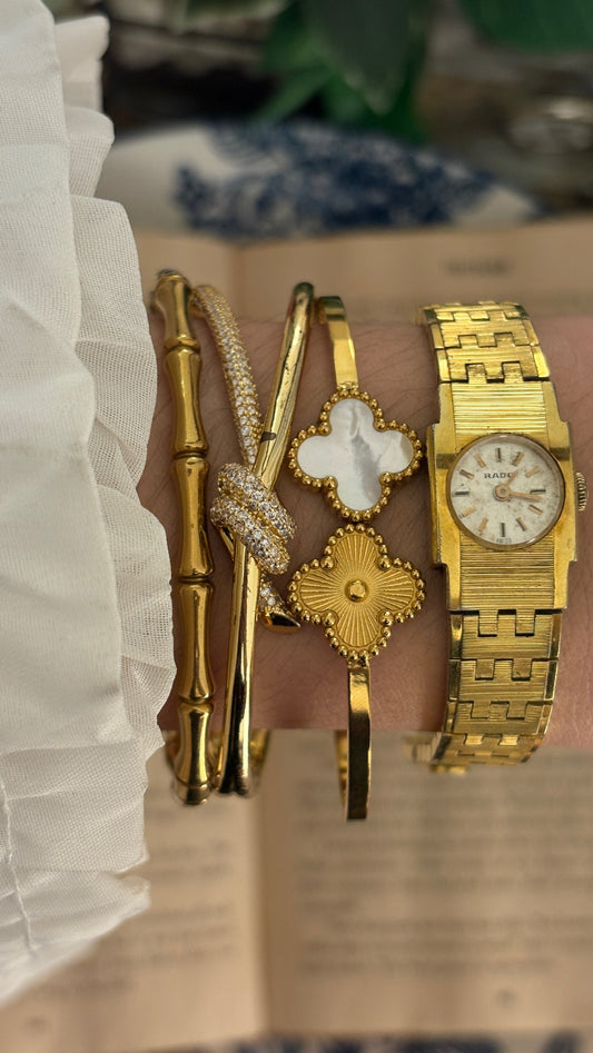Rare Vintage Rado Swiss Manual Wind Unibracelet Watch in Gold Tone Quartz