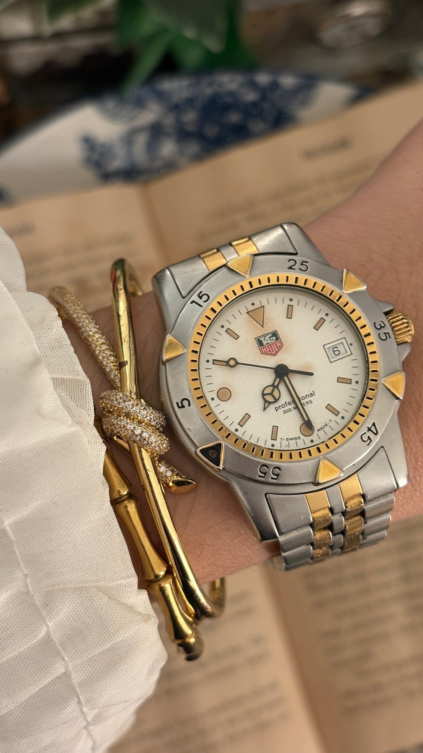 Vintage Tag Heuer Swiss Professional 200 Meters with Date Window Mens Watch in Two-Tone Quartz