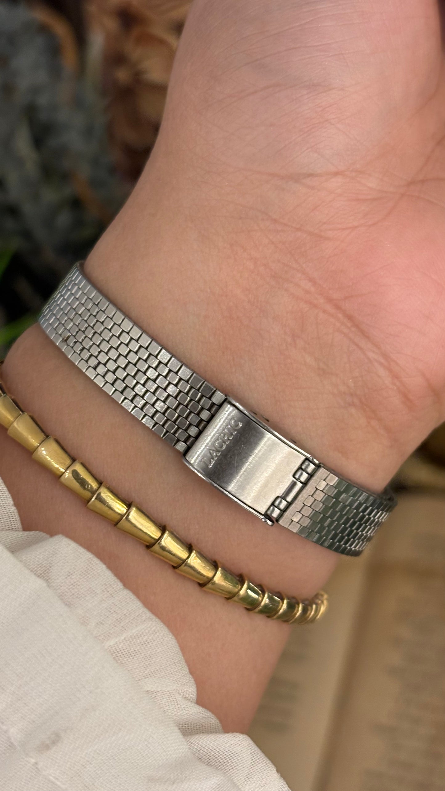 Vintage Lachic Tank Watch in Silver Tone Quartz