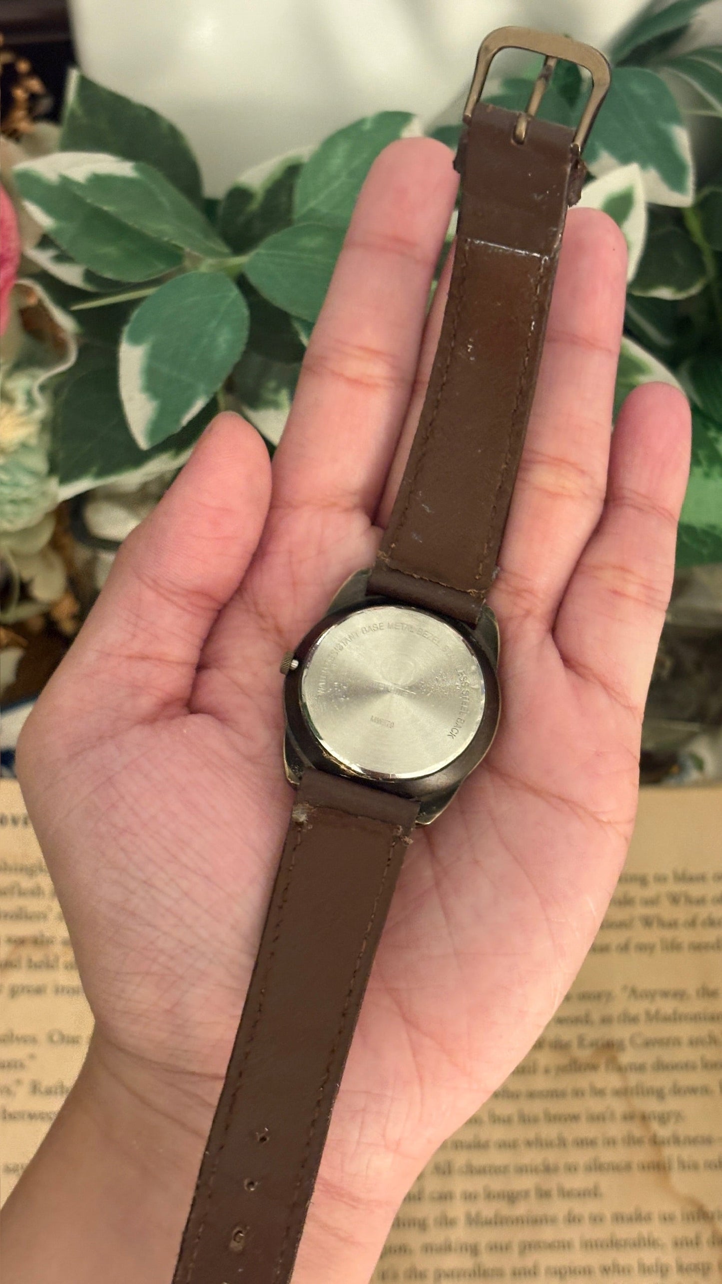 Rare Vintage Bricks Moonphase Watch in Gold Brass Tone Quartz