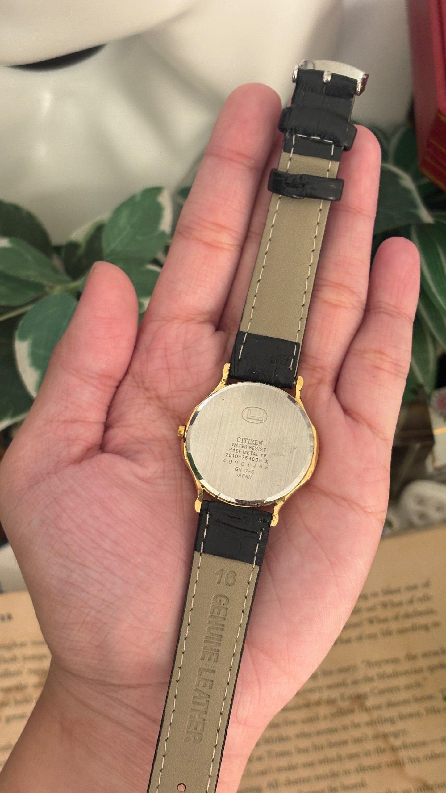 Rare Vintage Lancel Minimalist Mens Watch in Gold Tone Black Leather Quartz