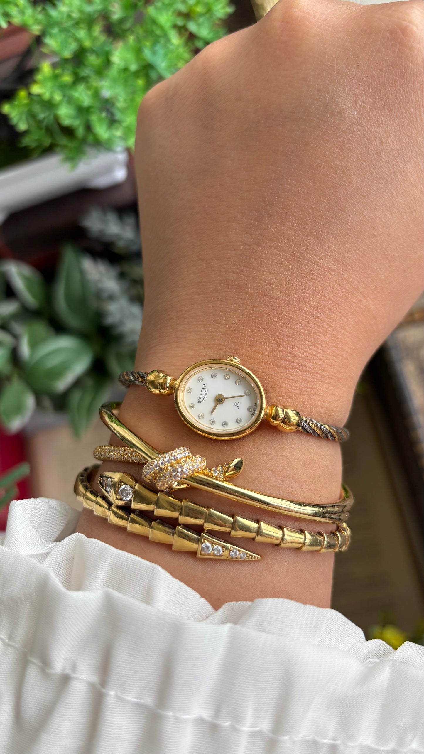 Vintage Westar Swiss Watch in Gold Tone Charriol Inspired Bangle