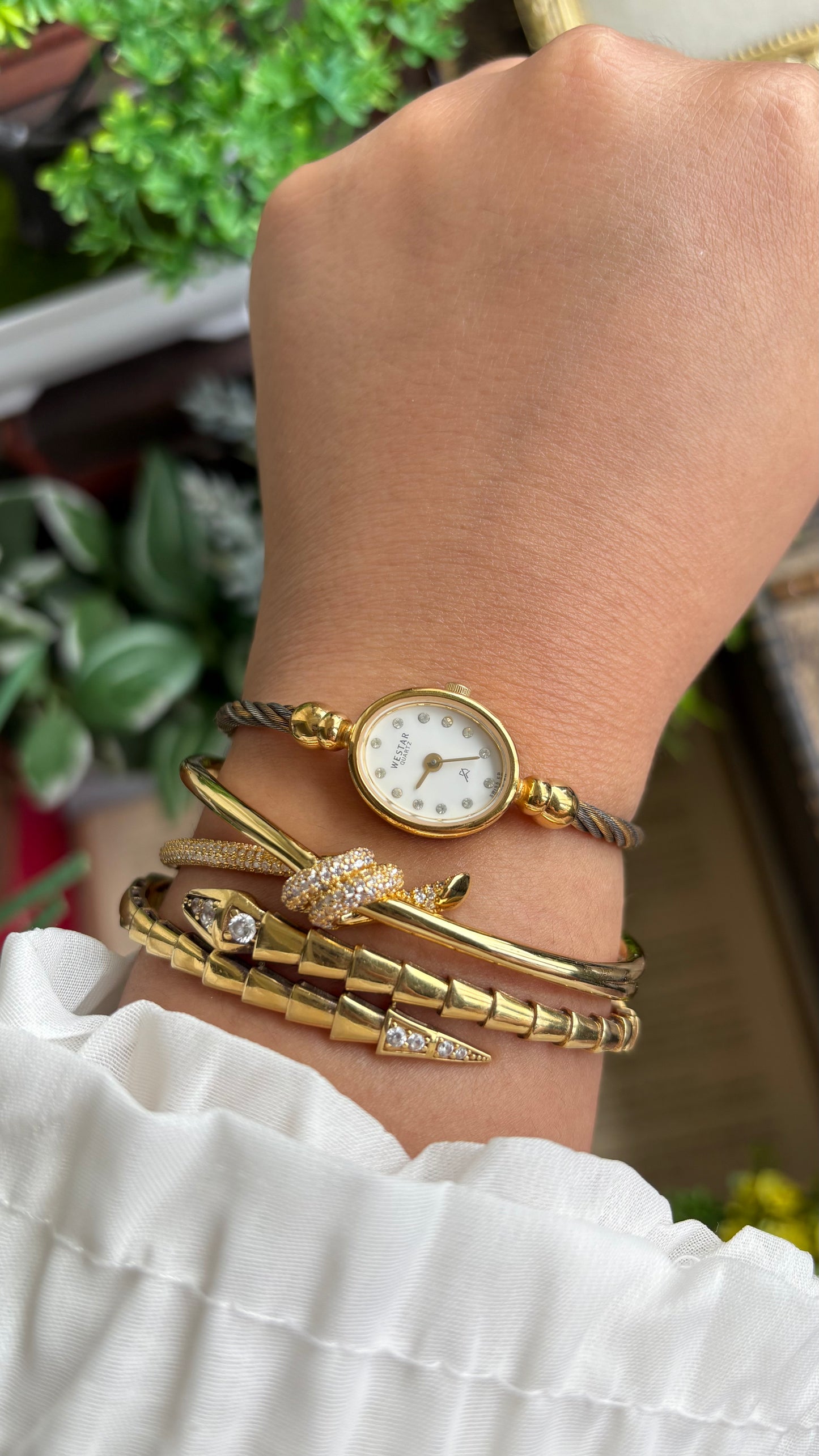 Vintage Westar Swiss Watch in Gold Tone Charriol Inspired Bangle