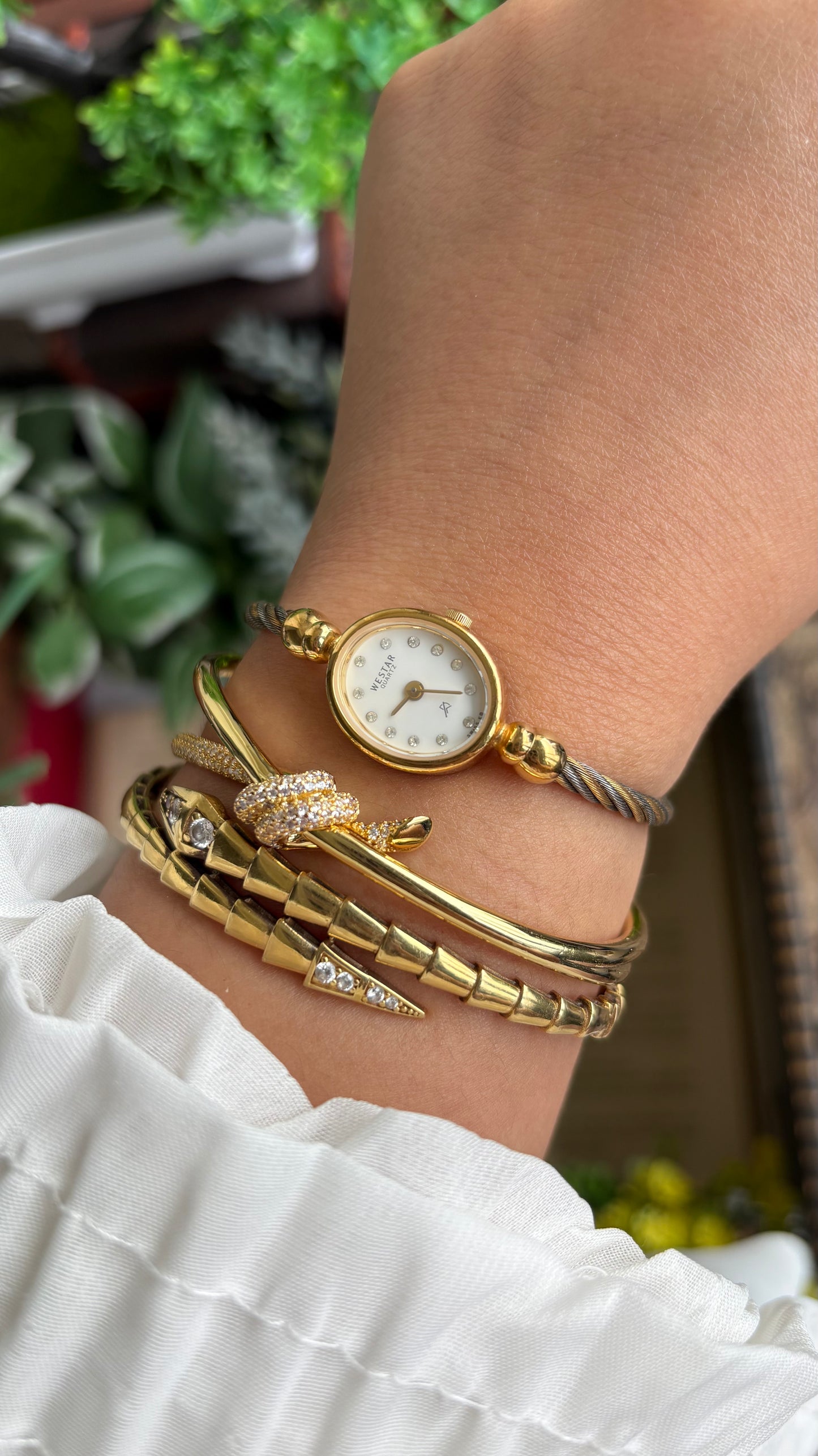 Vintage Westar Swiss Watch in Gold Tone Charriol Inspired Bangle