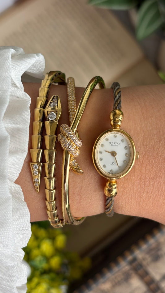 Vintage Westar Swiss Watch in Gold Tone Charriol Inspired Bangle