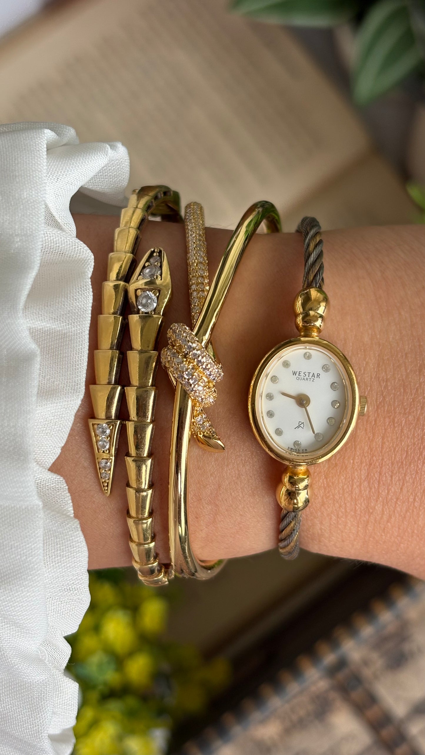 Vintage Westar Swiss Watch in Gold Tone Charriol Inspired Bangle