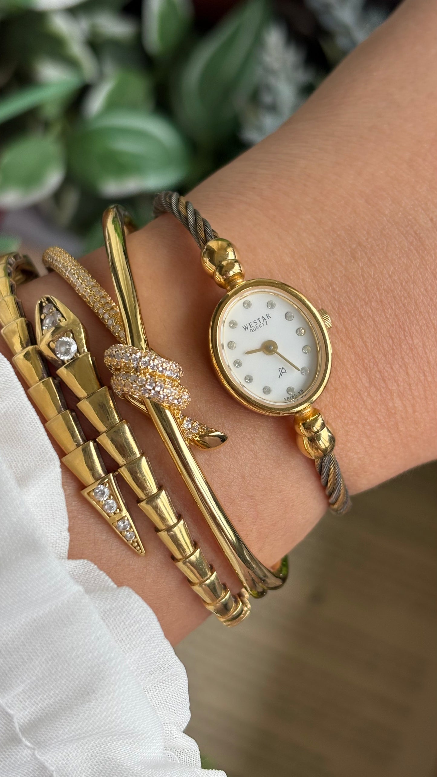 Vintage Westar Swiss Watch in Gold Tone Charriol Inspired Bangle