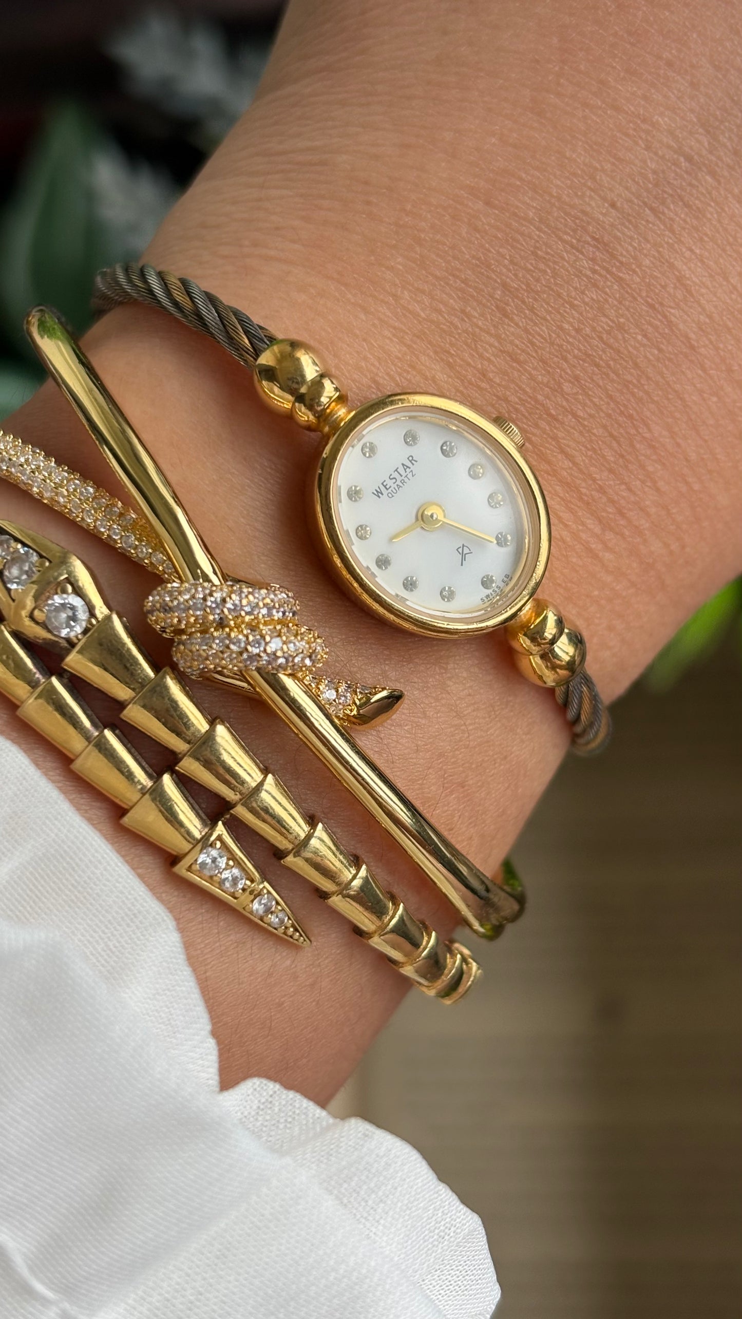 Vintage Westar Swiss Watch in Gold Tone Charriol Inspired Bangle