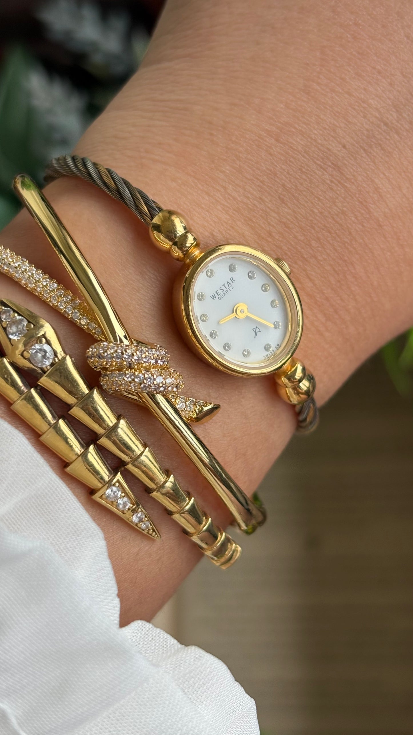 Vintage Westar Swiss Watch in Gold Tone Charriol Inspired Bangle