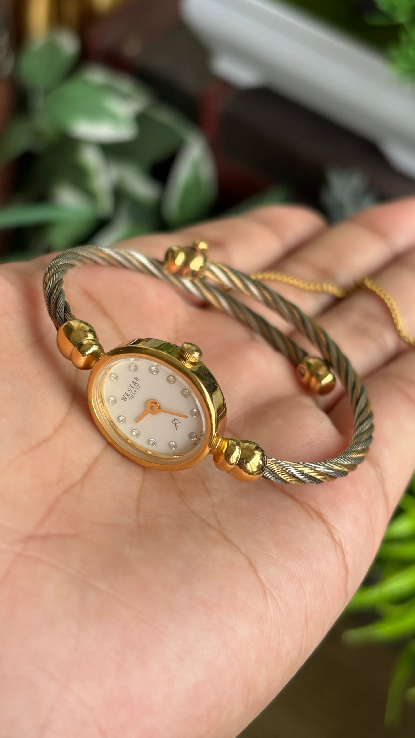 Vintage Westar Swiss Watch in Gold Tone Charriol Inspired Bangle