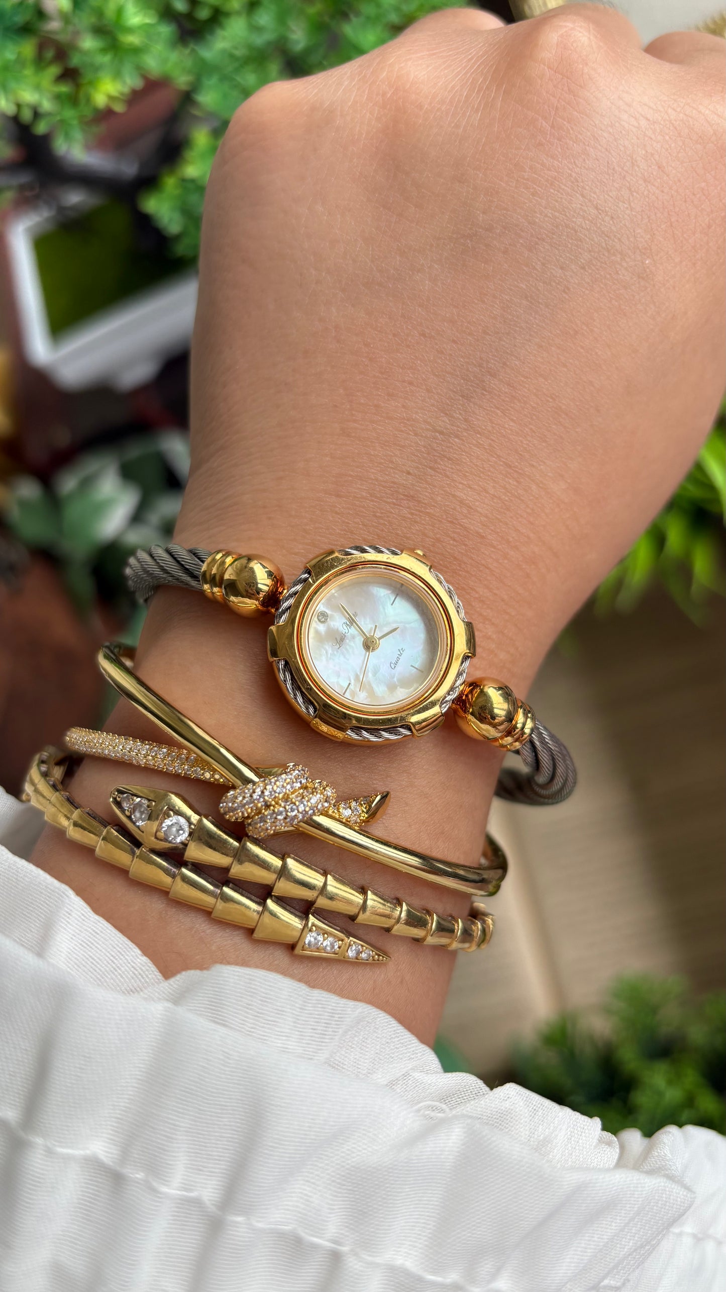 Vintage Louie Phillipe Watch in Two-Tone Charriol Style Bangle