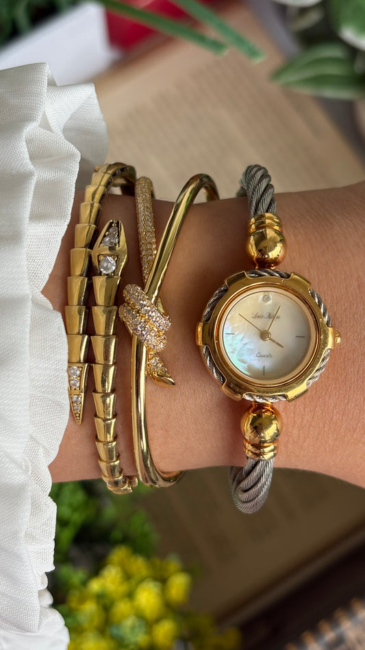 Vintage Louie Phillipe Watch in Two-Tone Charriol Style Bangle