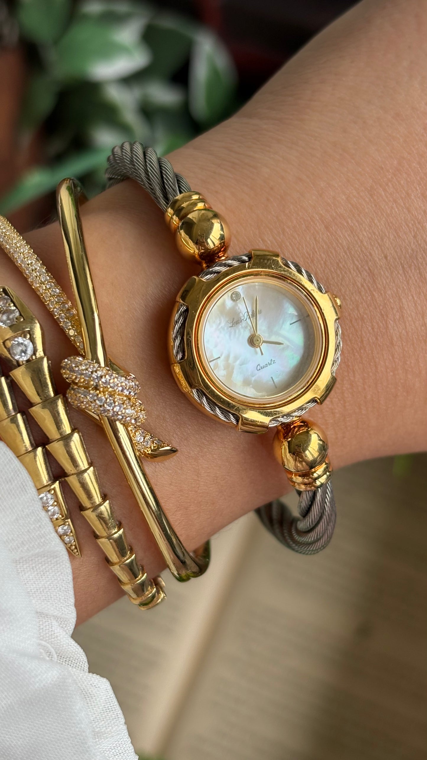 Vintage Louie Phillipe Watch in Two-Tone Charriol Style Bangle