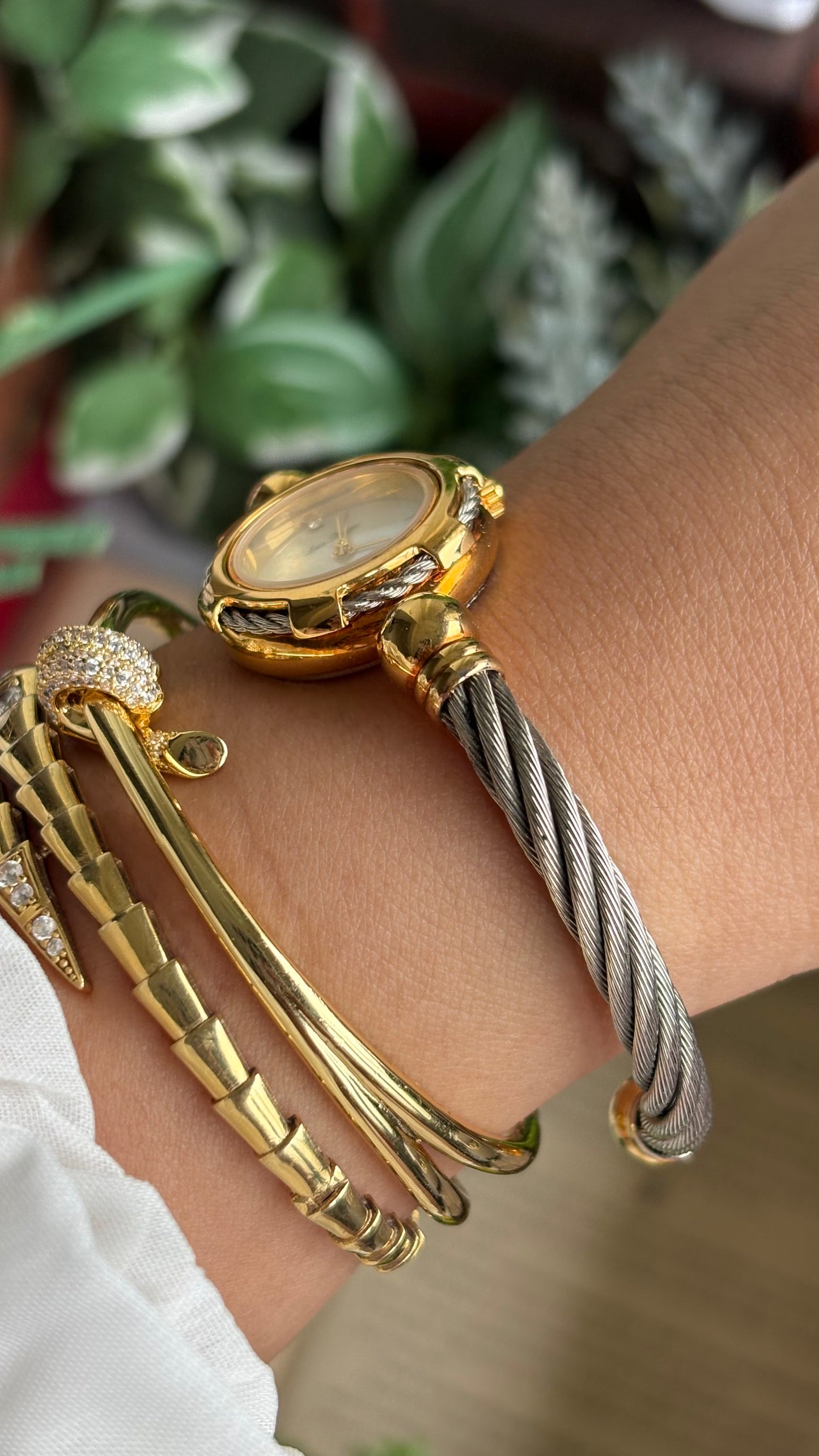 Vintage Louie Phillipe Watch in Two-Tone Charriol Style Bangle