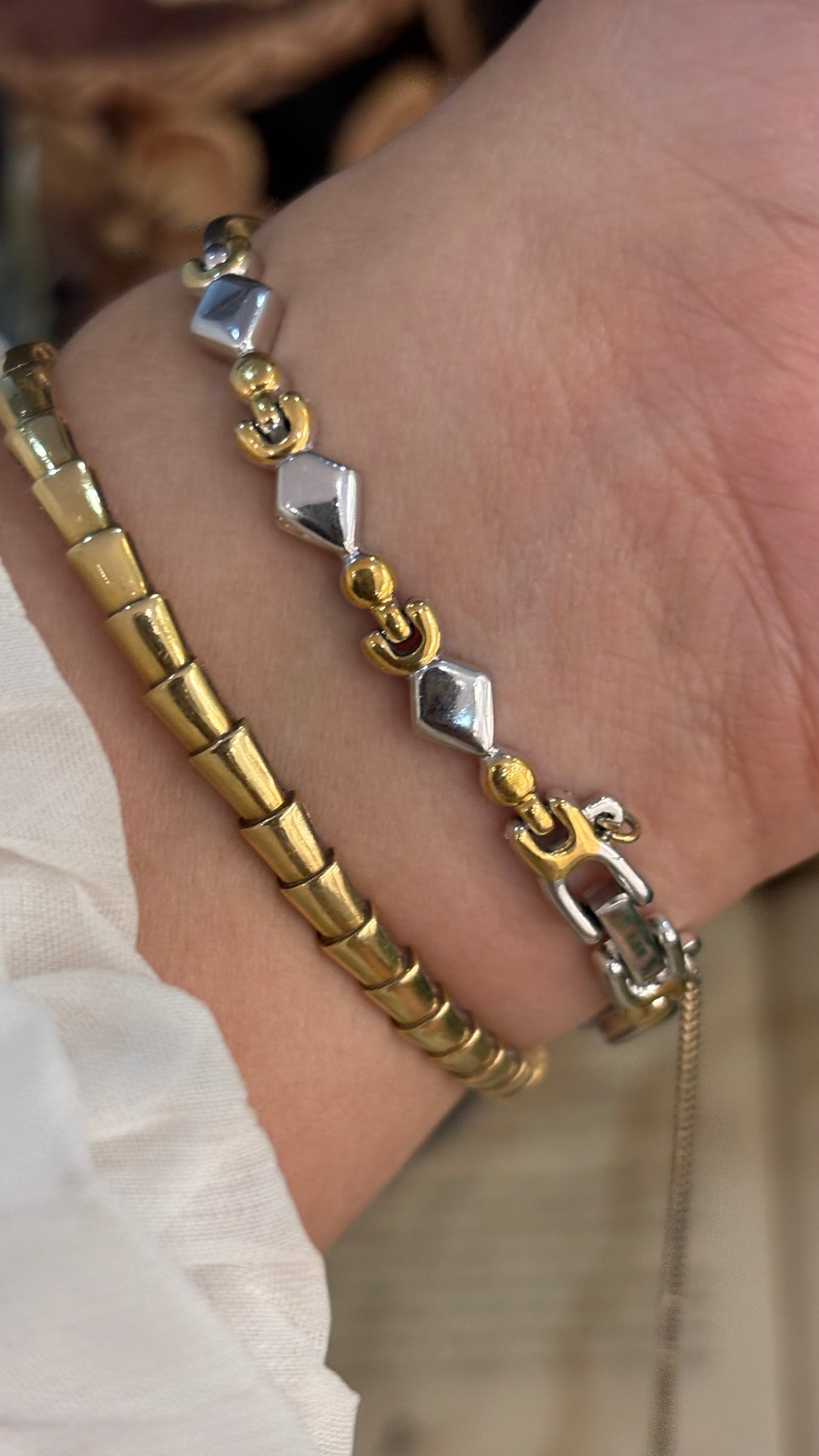 Vintage Dainty Jupiter by Orient Semi-Bangle Diamond Bracelet Watch in Two-tone Quartz