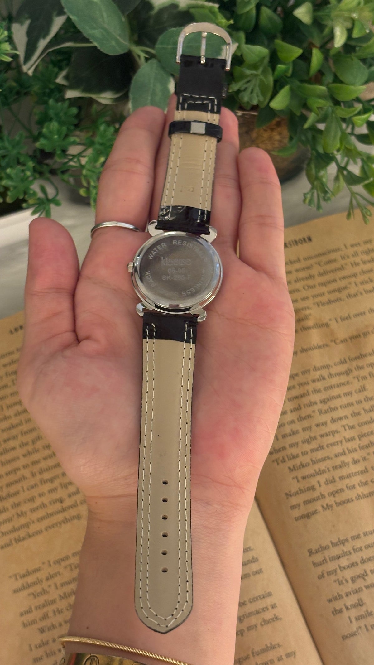 Vintage Klaeuse Natural Diamond Accent Classic Watch in Silver Tone Black Leather Quartz
