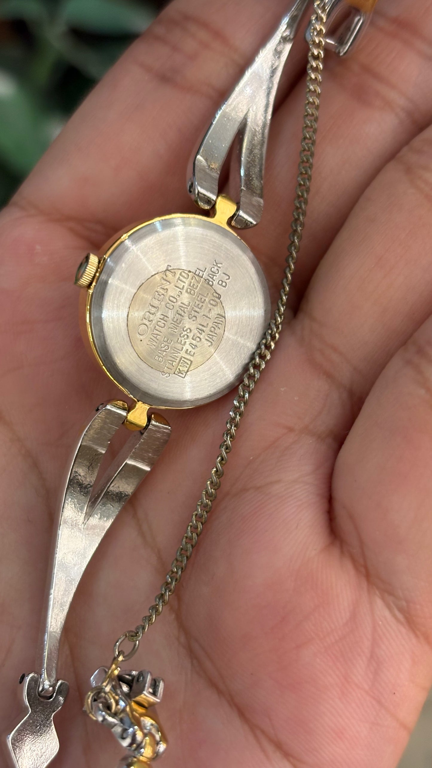 Vintage Dainty Jupiter by Orient Semi-Bangle Diamond Bracelet Watch in Two-tone Quartz