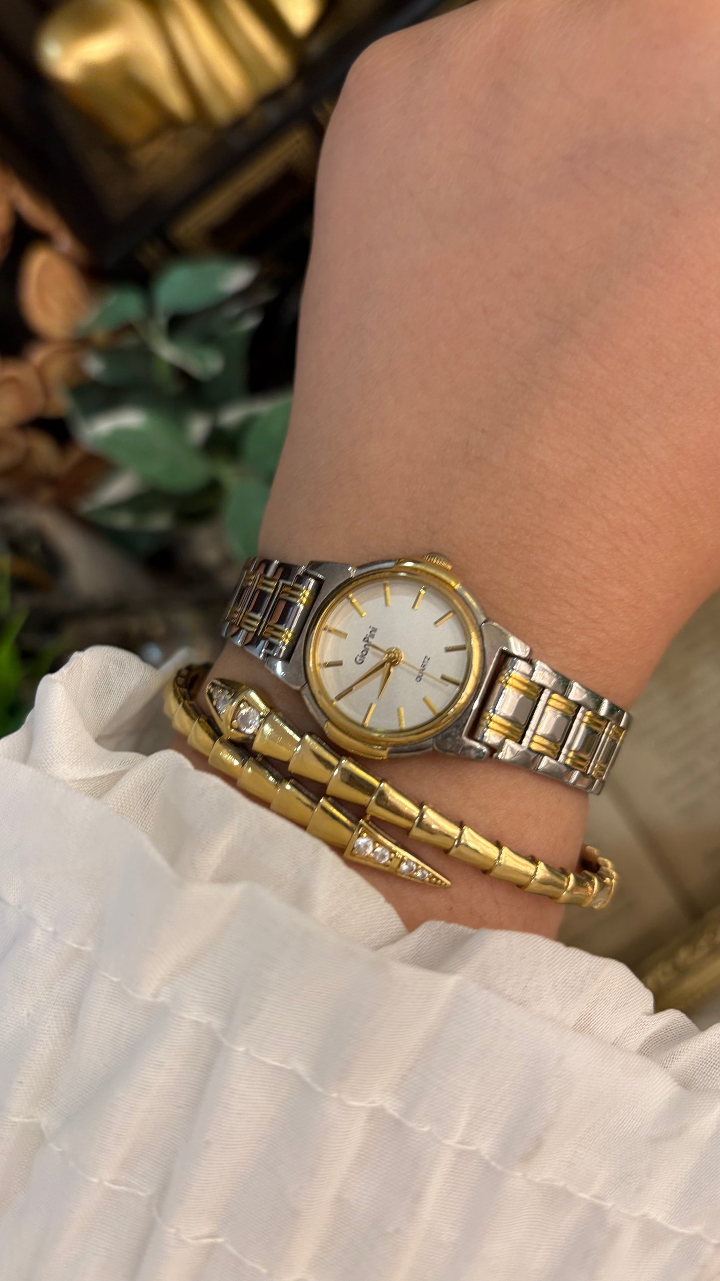 Vintage Gian Pini Classic Minimalist Watch in Two-Tone Quartz