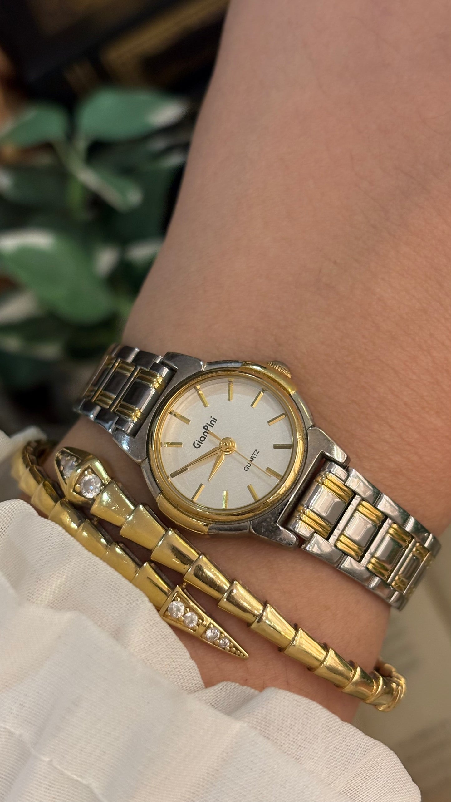 Vintage Gian Pini Classic Minimalist Watch in Two-Tone Quartz
