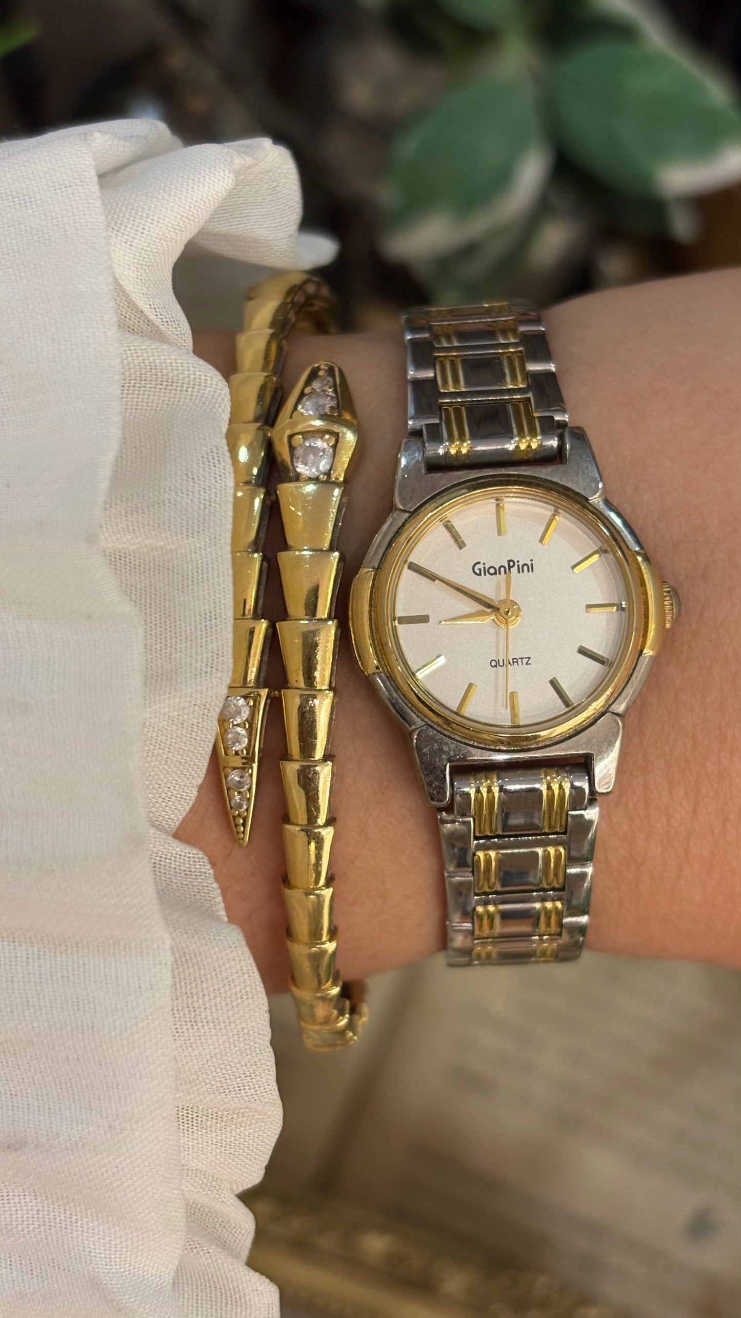 Vintage Gian Pini Classic Minimalist Watch in Two-Tone Quartz