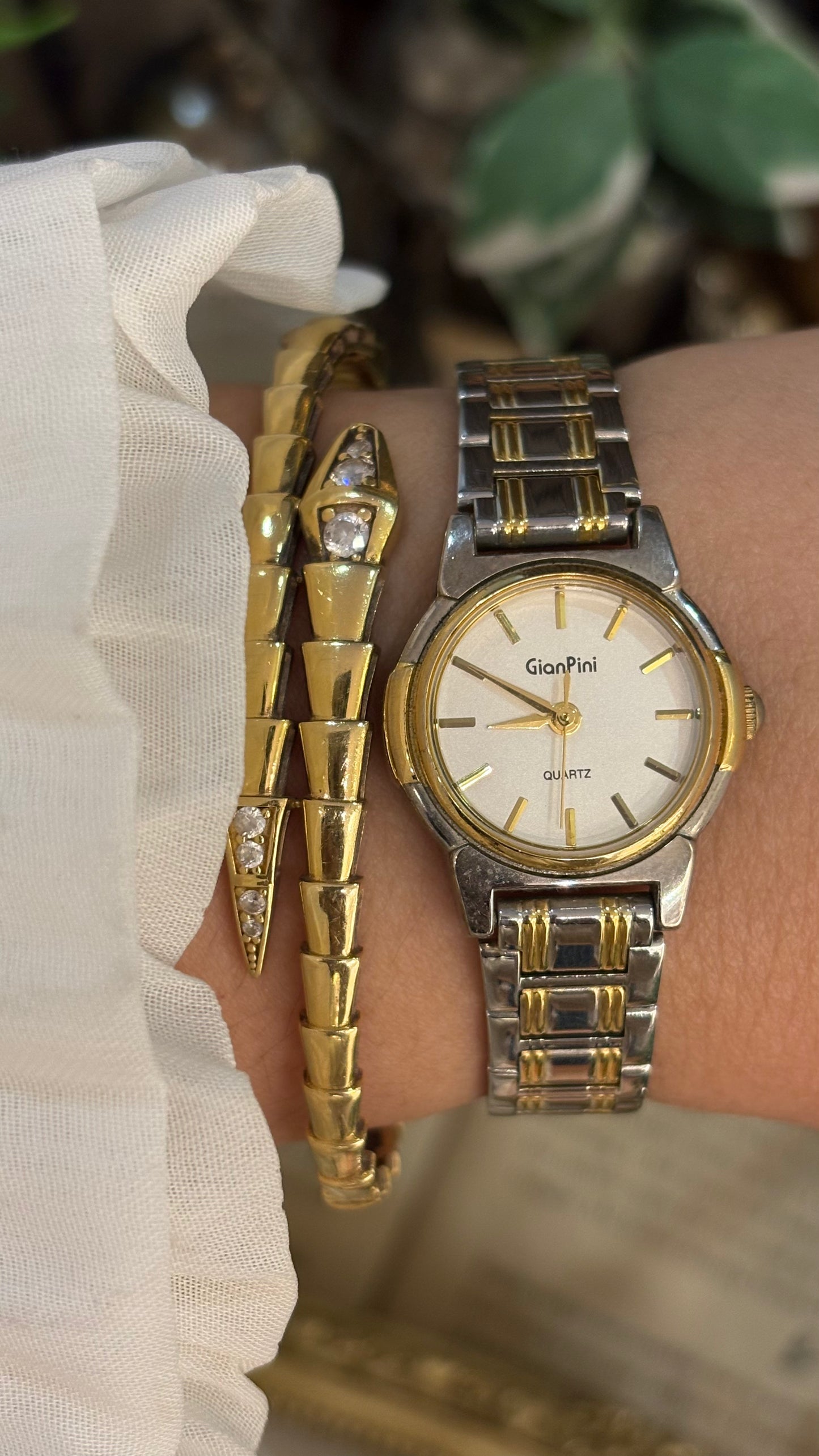 Vintage Gian Pini Classic Minimalist Watch in Two-Tone Quartz