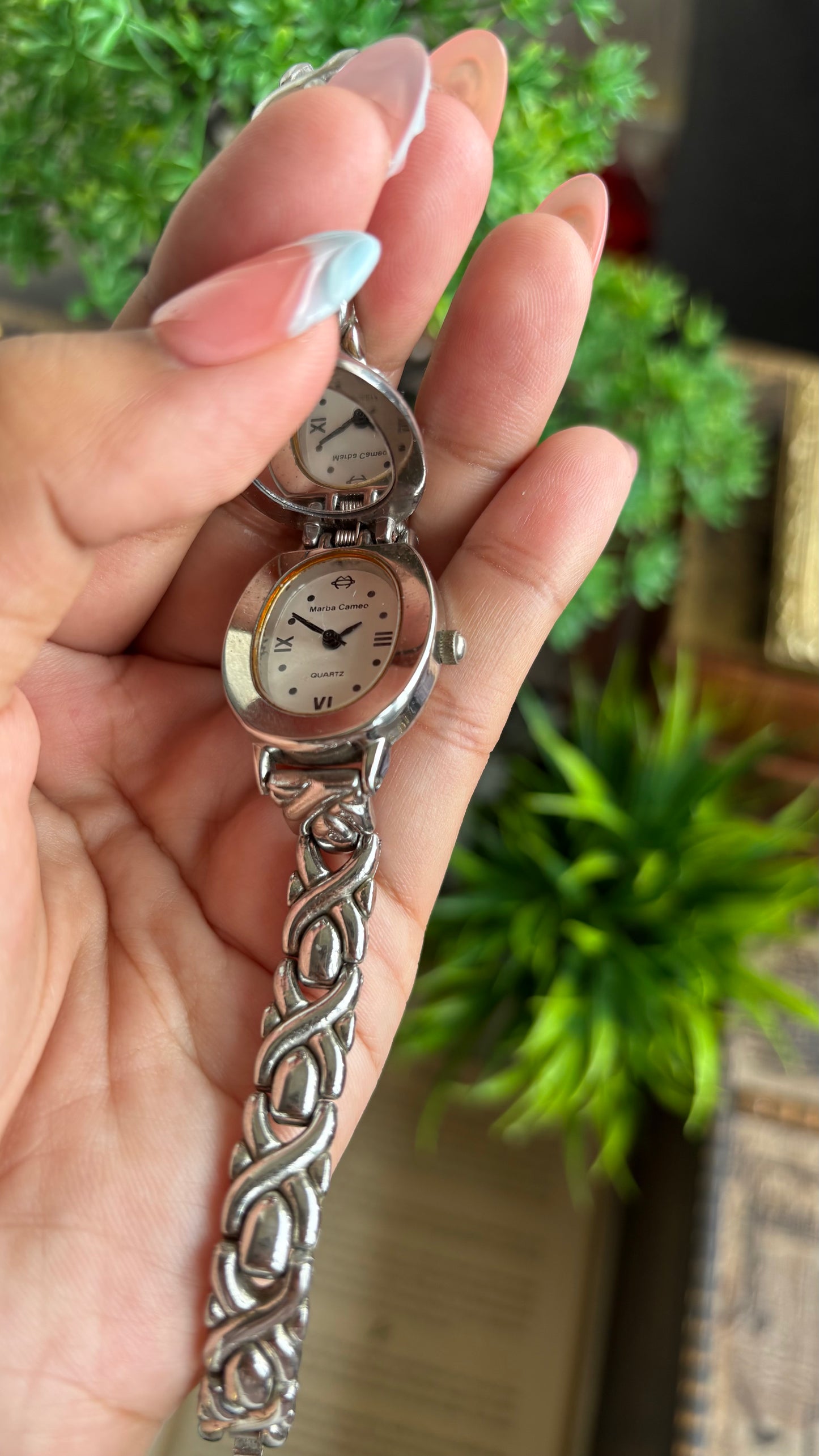 Extremely Rare Vintage Marba Cameo Peekaboo Watch in Silver Tone