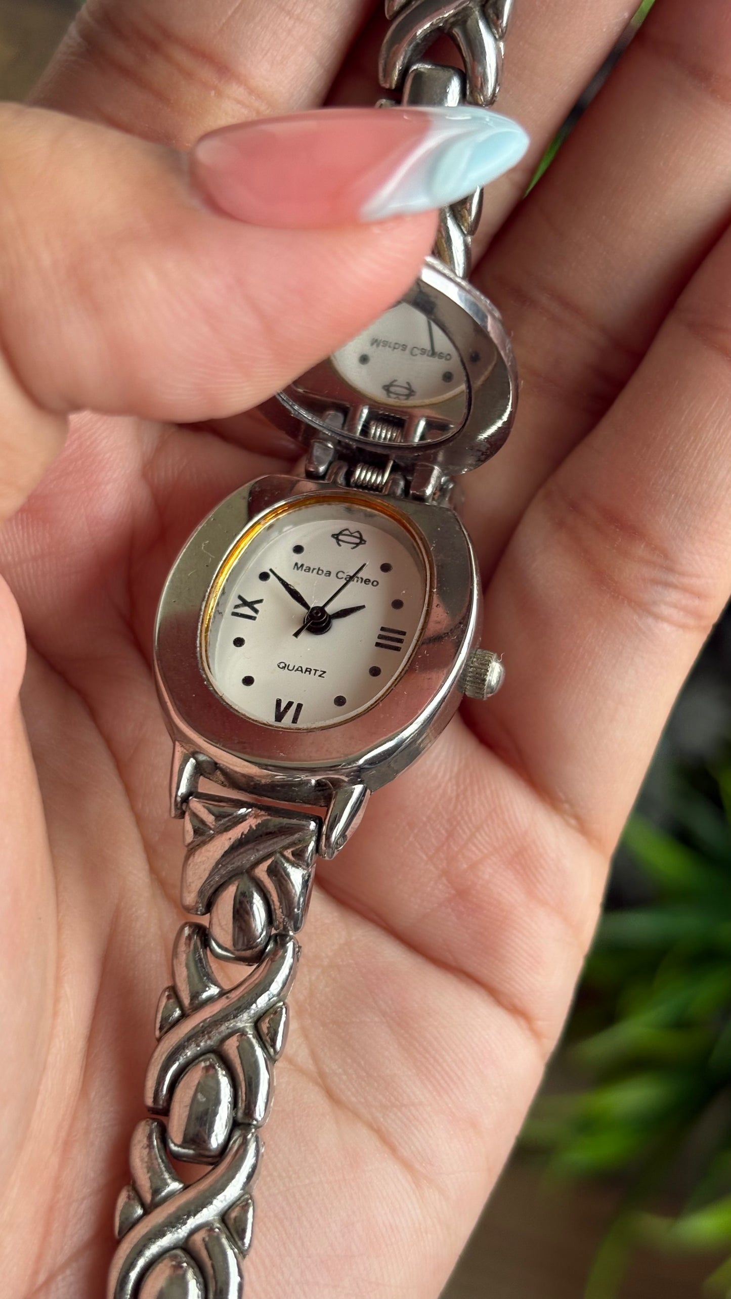 Extremely Rare Vintage Marba Cameo Peekaboo Watch in Silver Tone
