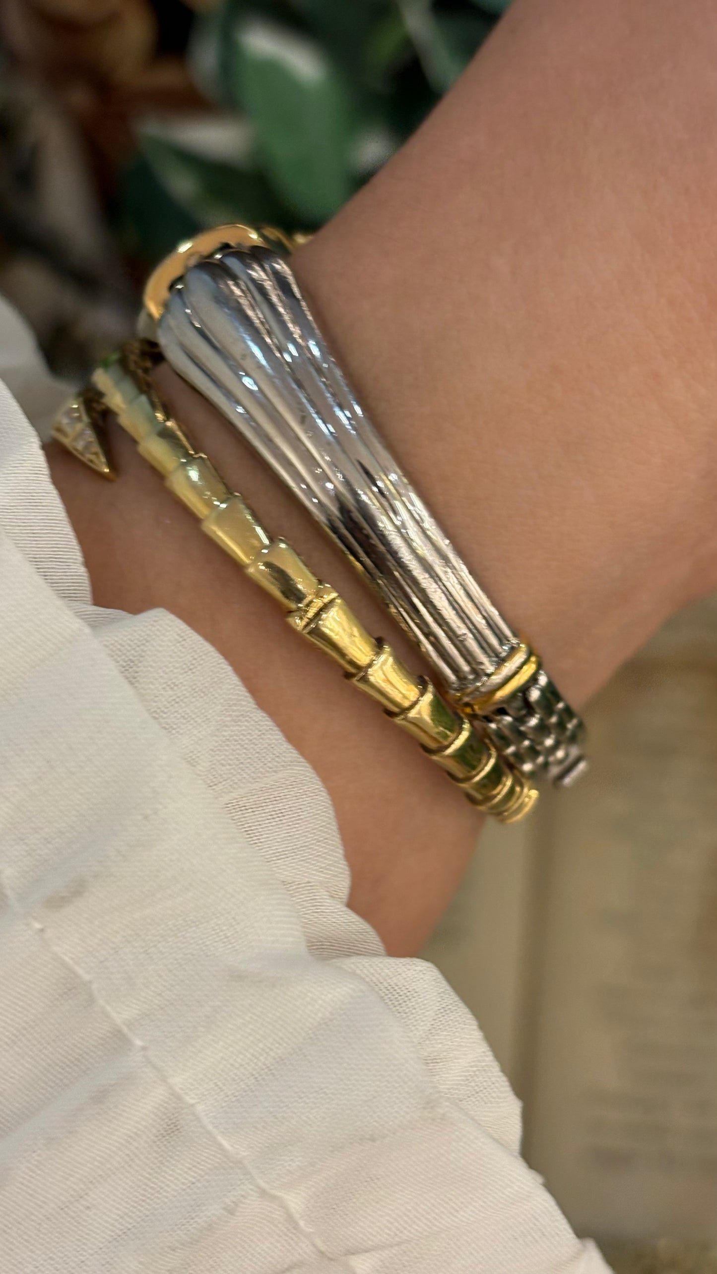 Rare Vintage Dainty Seiko Art Deco Bracelet Bangle Watch in Two-Tone Quartz