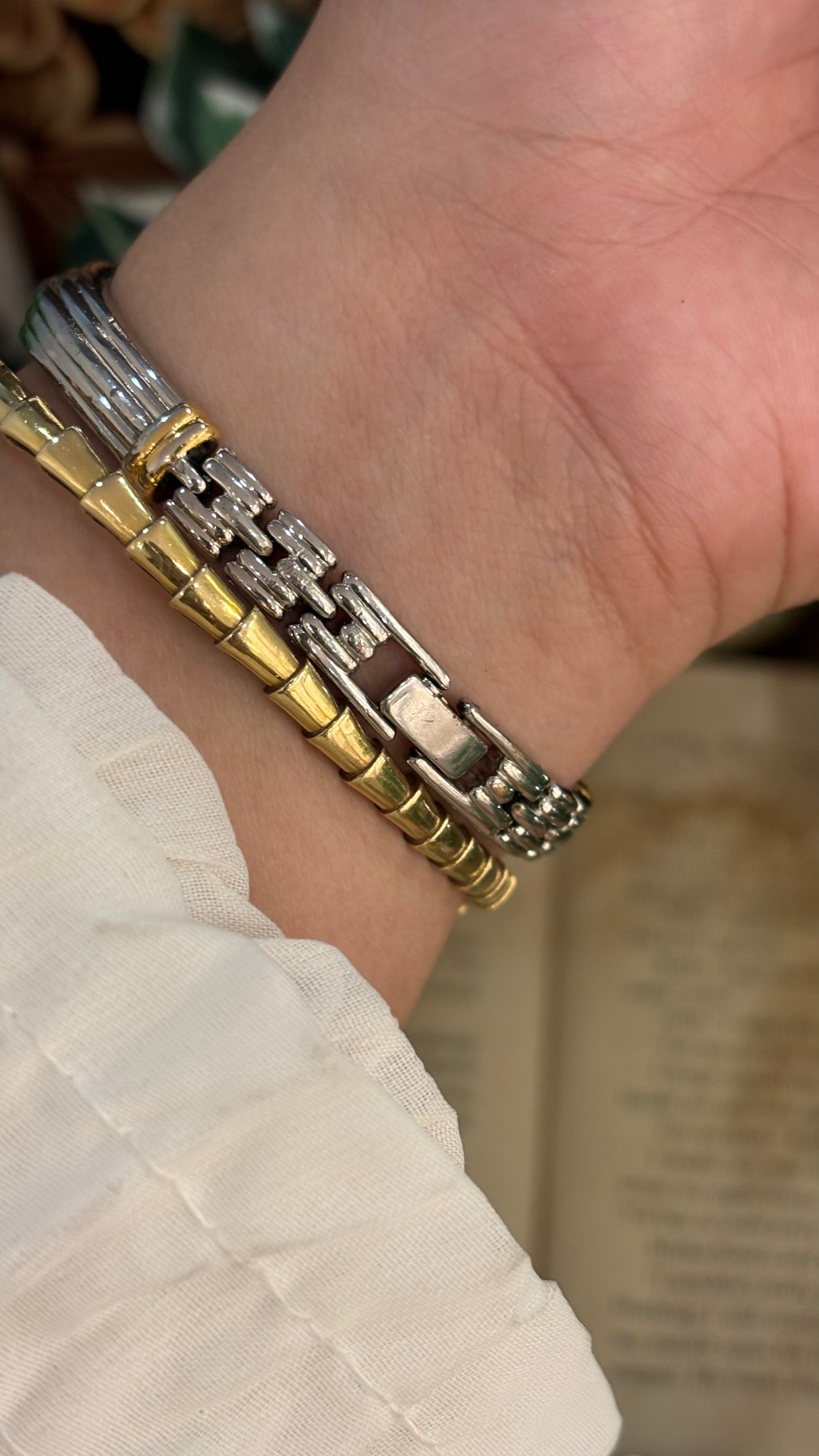 Rare Vintage Dainty Seiko Art Deco Bracelet Bangle Watch in Two-Tone Quartz
