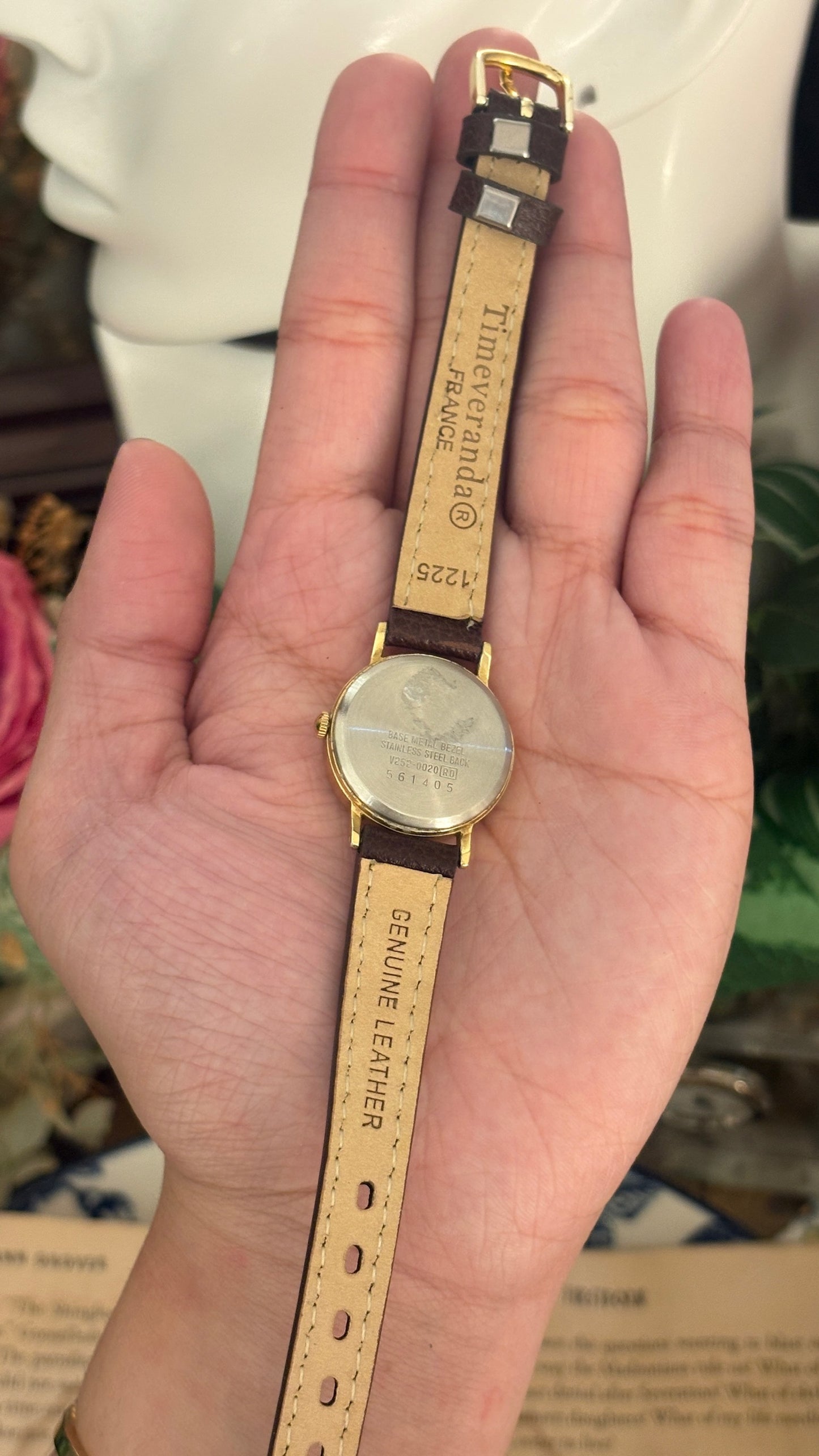 Rare Vintage Seiko Alba Dual Chrono Seconds Watch in Gold Tone Brown Leather Quartz