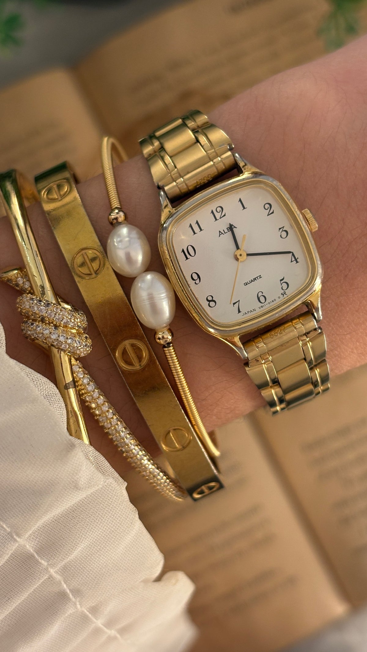 Rare Vintage Alba Seiko Mini Tank Watch in Gold Tone Quartz