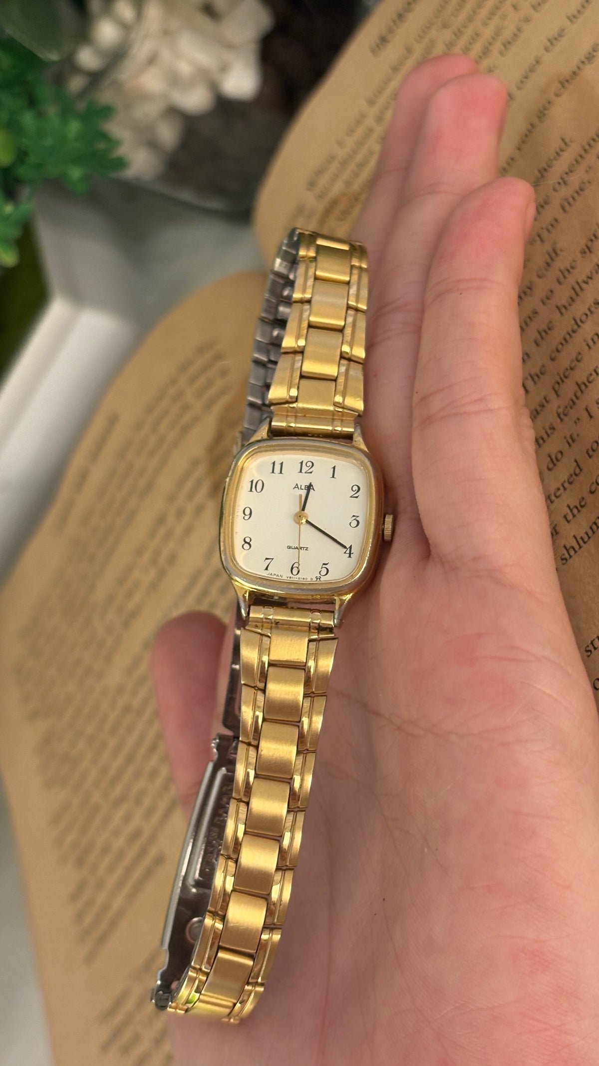 Rare Vintage Alba Seiko Mini Tank Watch in Gold Tone Quartz