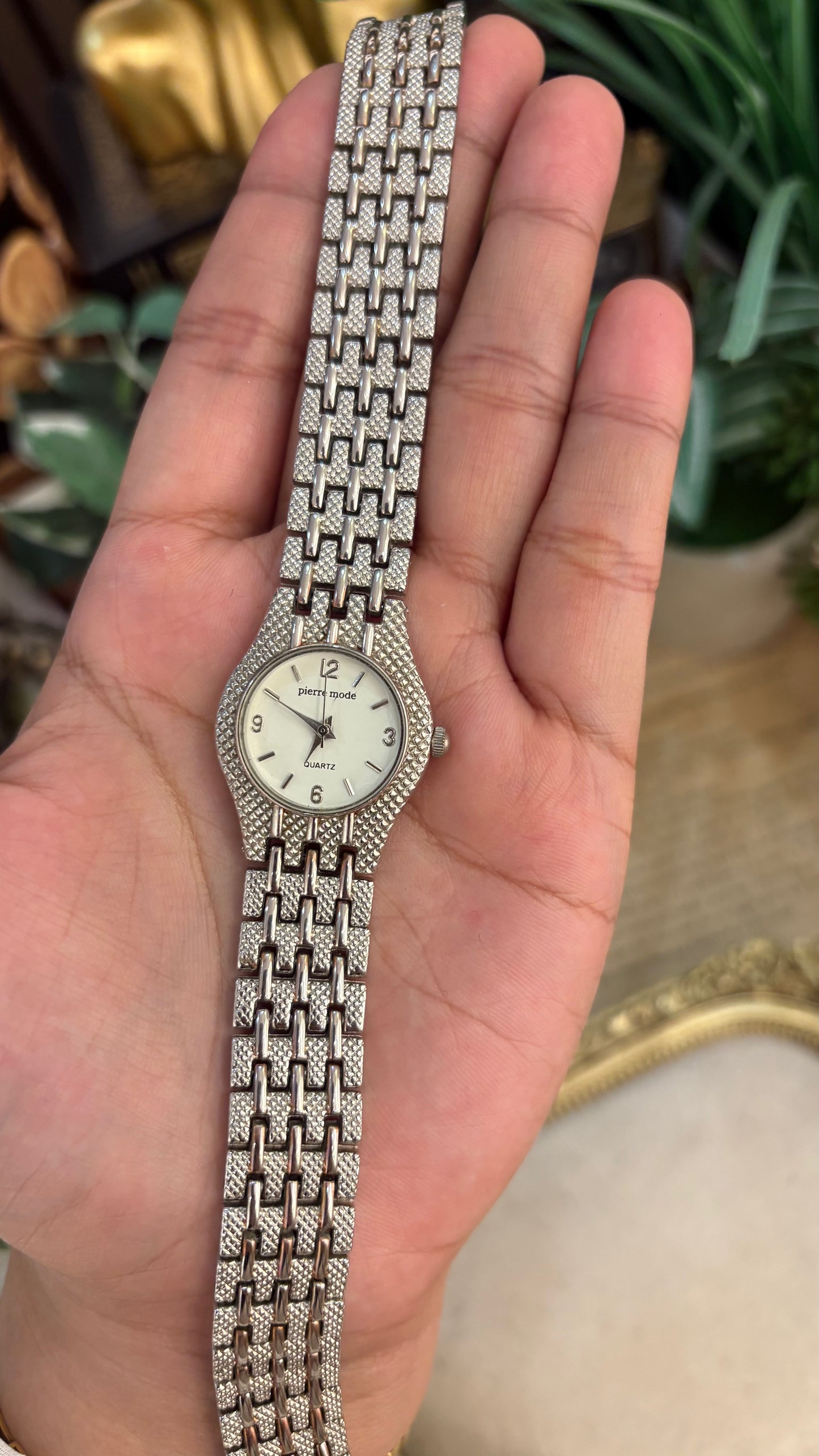 Vintage Pierremode All-over Textured Watch in Silver Tone Quartz