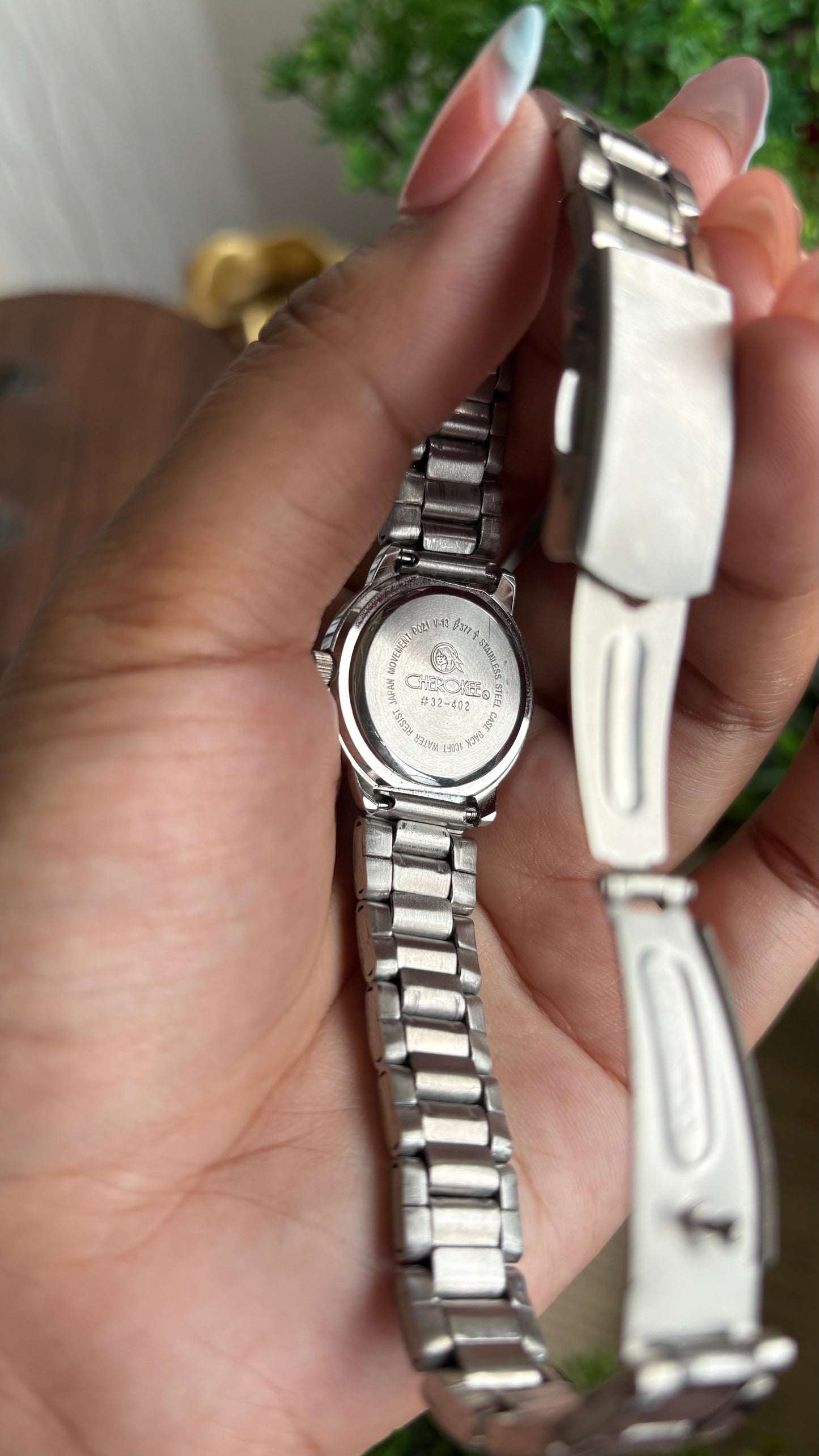 Vintage Cherokee Watch in Silver Tone Mother of Pearl Blue Dial