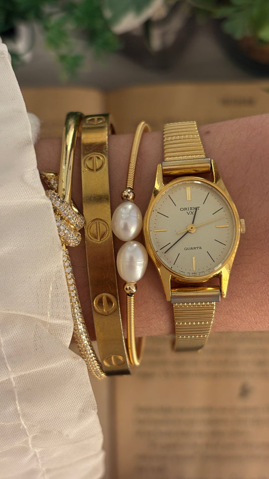 Rare Vintage Orient Seiko Oval Dial Watch in Gold Tone Quartz
