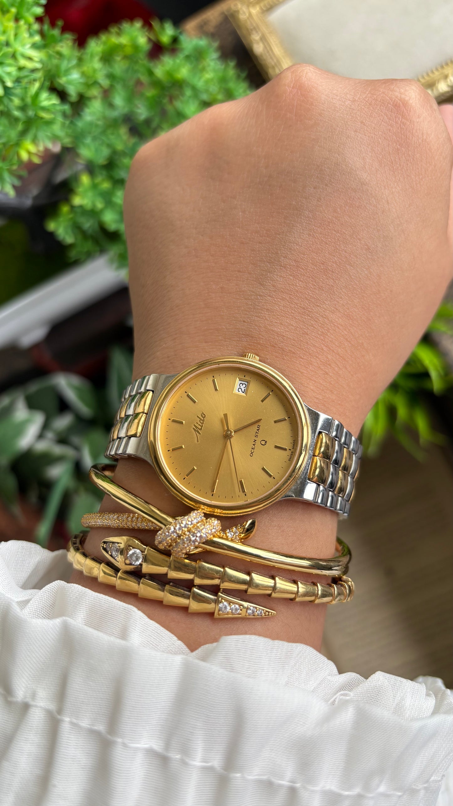Vintage Mido Ocean Star Swiss Watch in Two-Tone