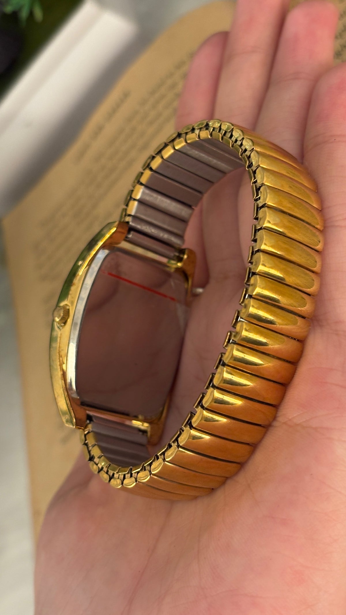 Rare Vintage Japan Quartz Phoenix Barrel Dial Watch in Gold Tone Quartz