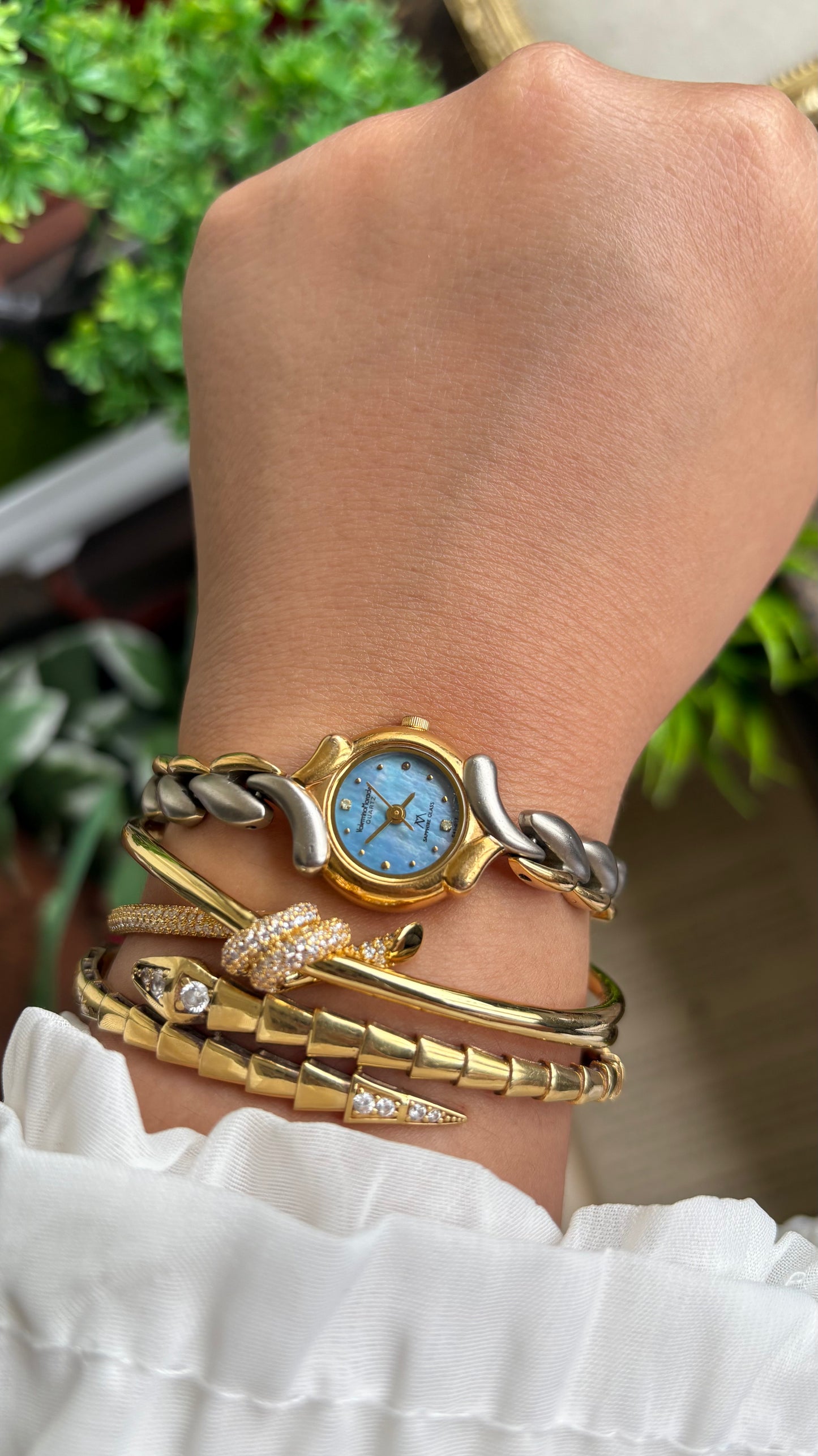 Vintage Valentino Moradei Watch in Two-Tone Sapphire Glass