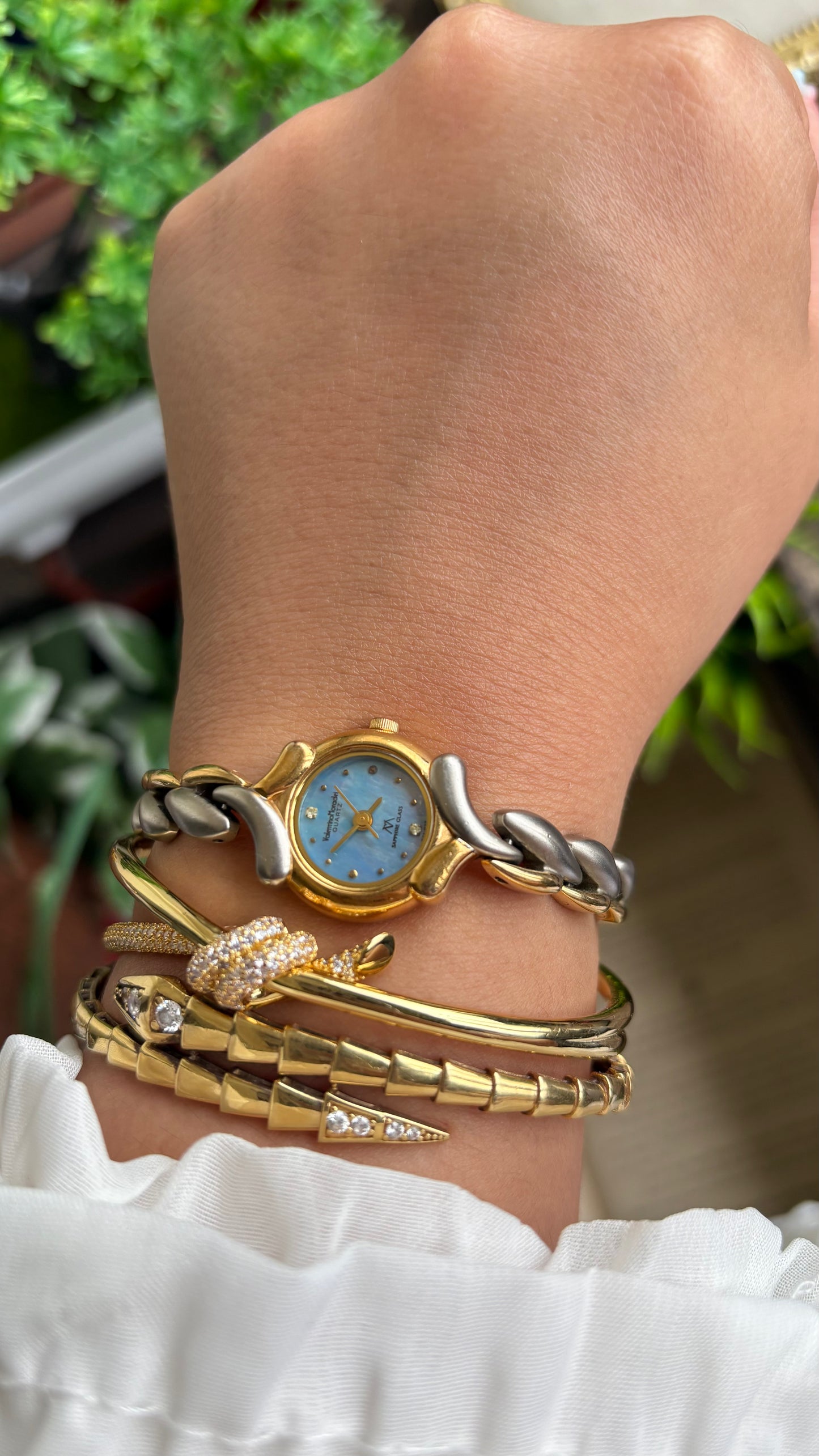 Vintage Valentino Moradei Watch in Two-Tone Sapphire Glass