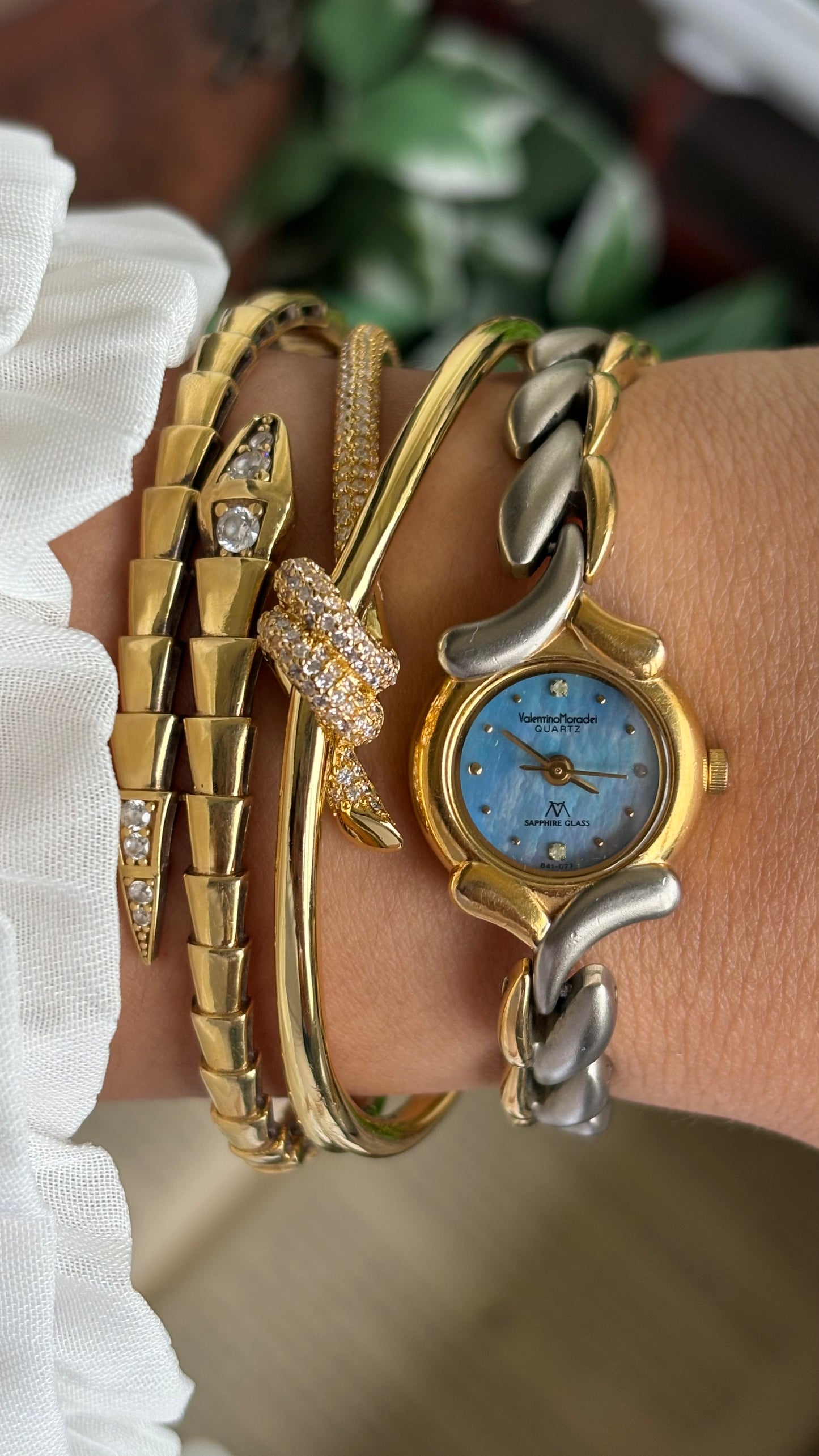 Vintage Valentino Moradei Watch in Two-Tone Sapphire Glass