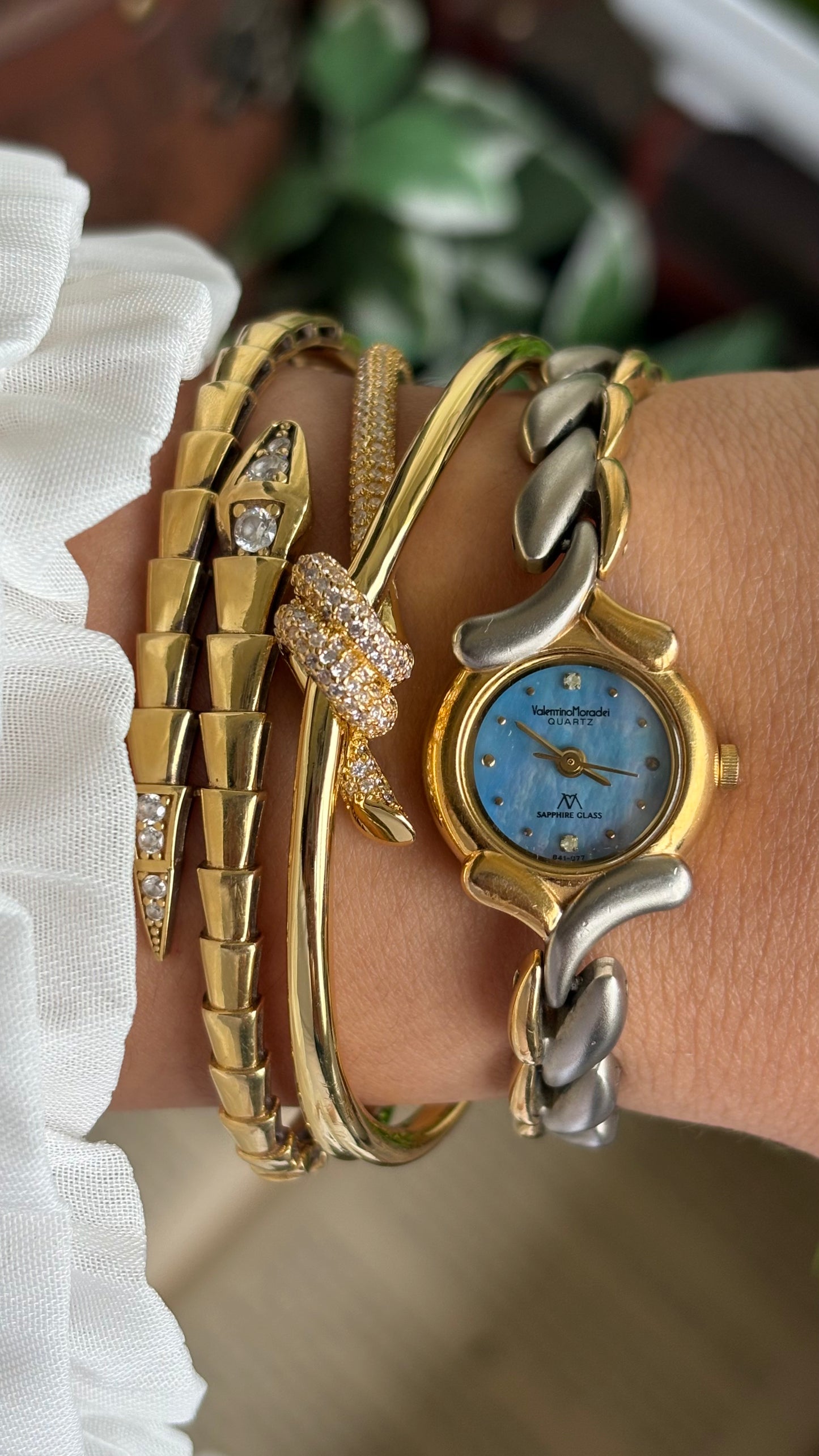Vintage Valentino Moradei Watch in Two-Tone Sapphire Glass