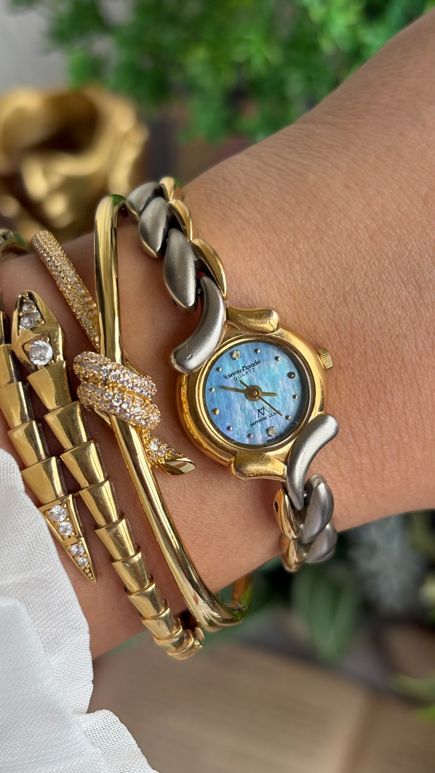 Vintage Valentino Moradei Watch in Two-Tone Sapphire Glass