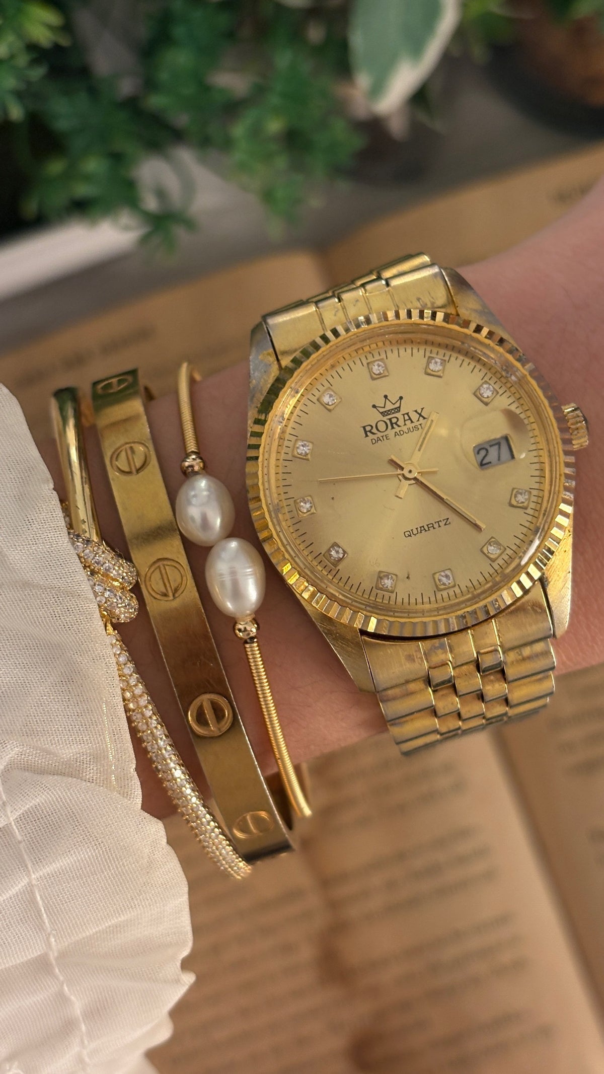 Vintage Rorax Fluted Bezel Watch in Gold Tone Quartz