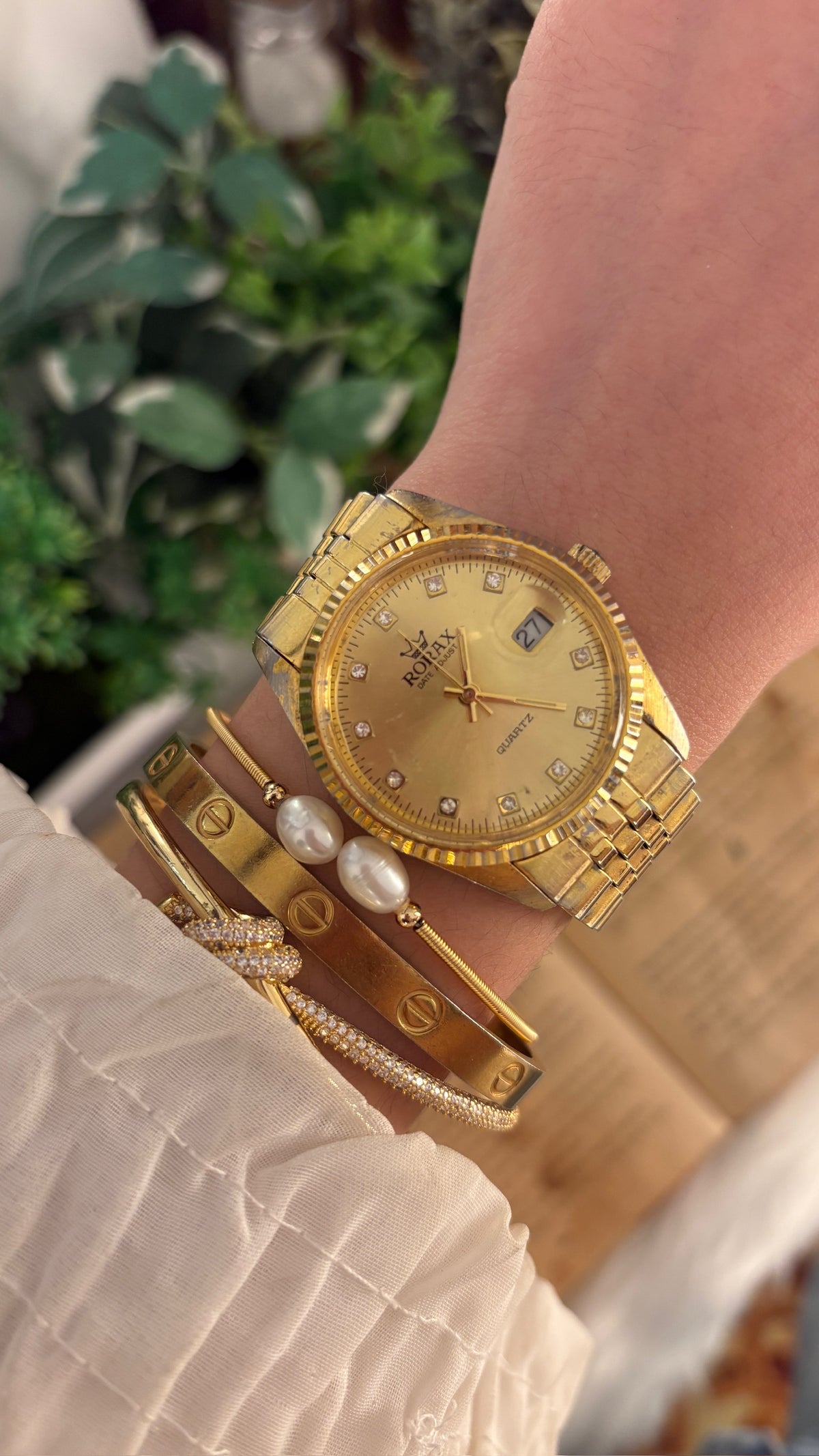 Vintage Rorax Fluted Bezel Watch in Gold Tone Quartz