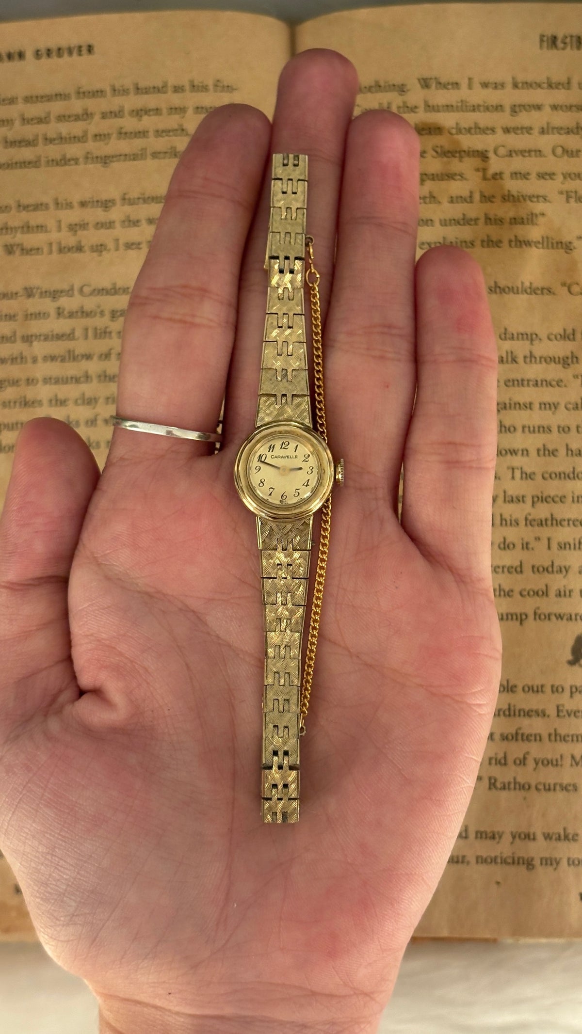 Rare Dainty Vintage Caravelle Bulova Swiss Mechanical Wind Dress Watch in Gold Tone