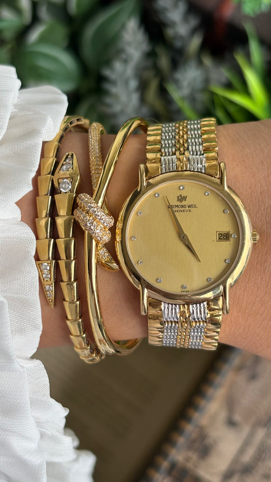 Vintage Raymond Weil Geneve Watch in Two-Tone With Window Date